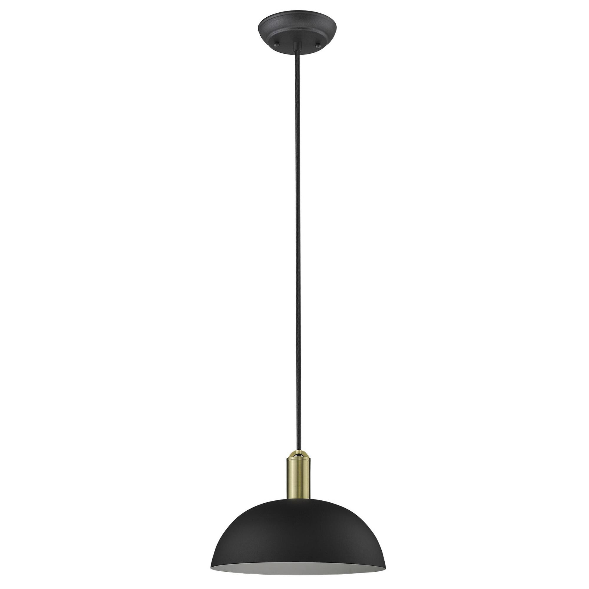 Shown in Matte Black finish and Matte Black glass and Black Metal Bowl Shaped shade