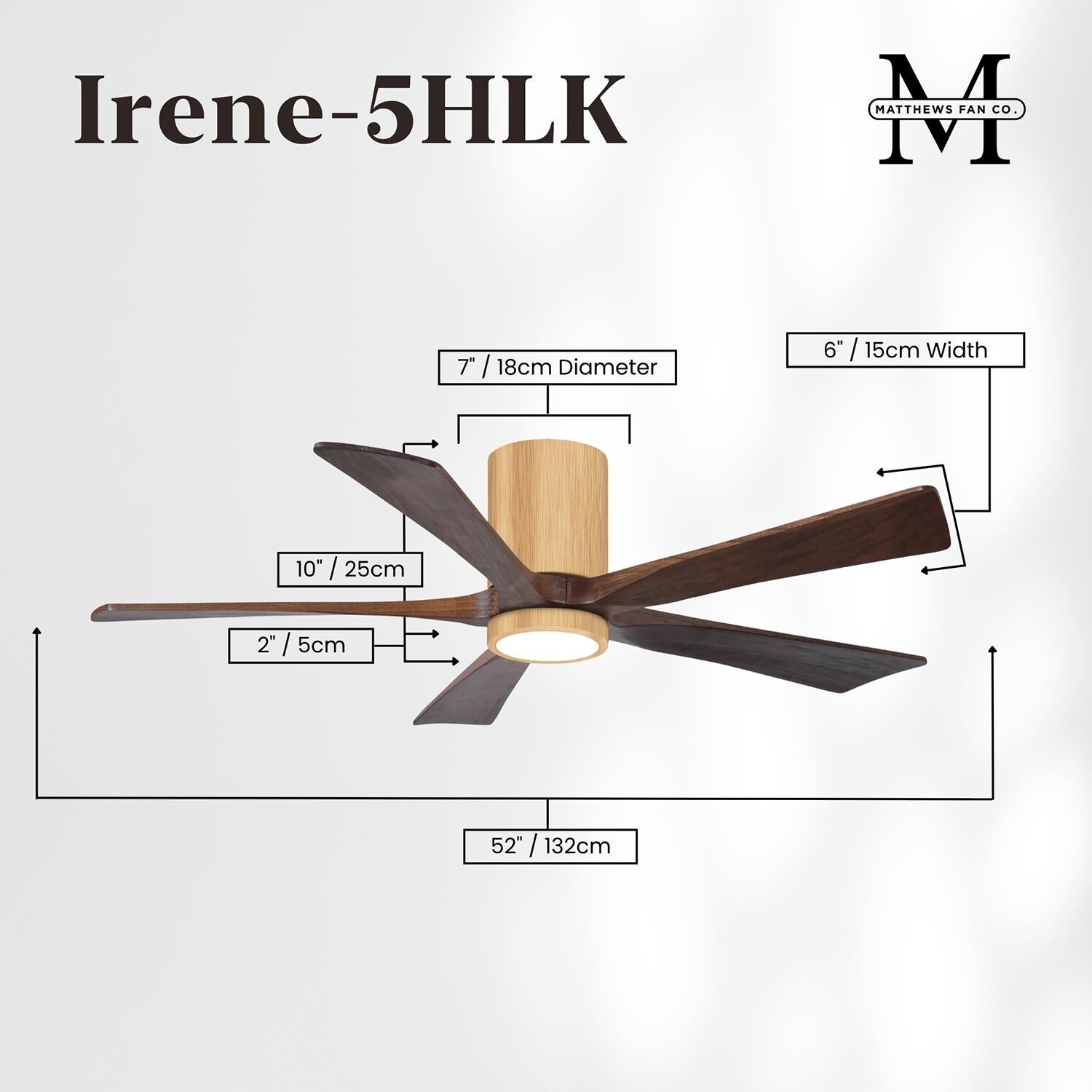 Irene 52 Inch Flush Mount Fan with Light Kit by Matthews Fan Company