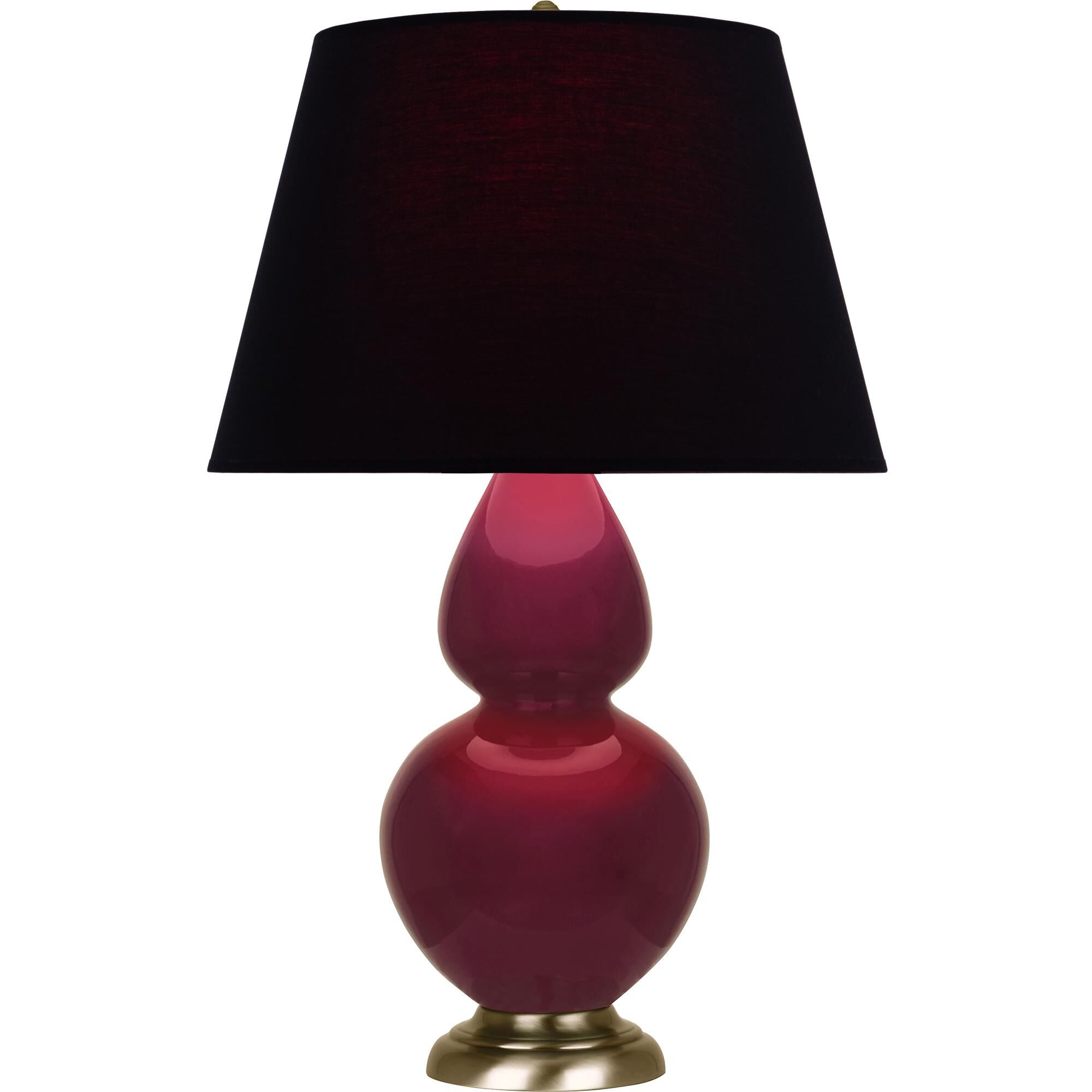Shown in Sugar Plum Glazed finish and Ink Black with Rose Red Lining shade and Antique Brass accent