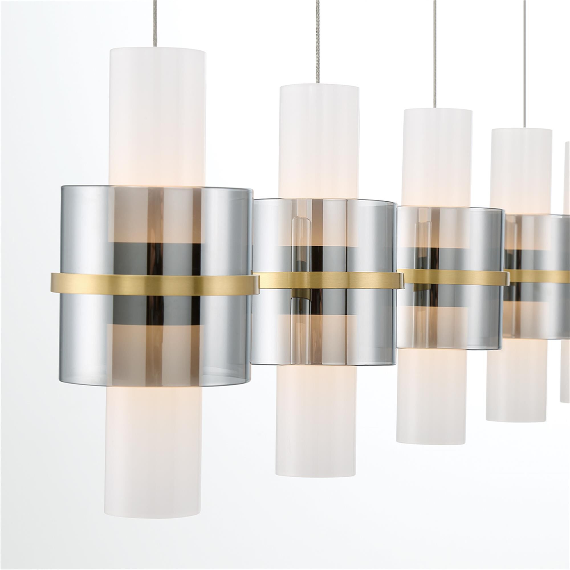 Shown in Brushed Gold finish and Smoked Outer glass
