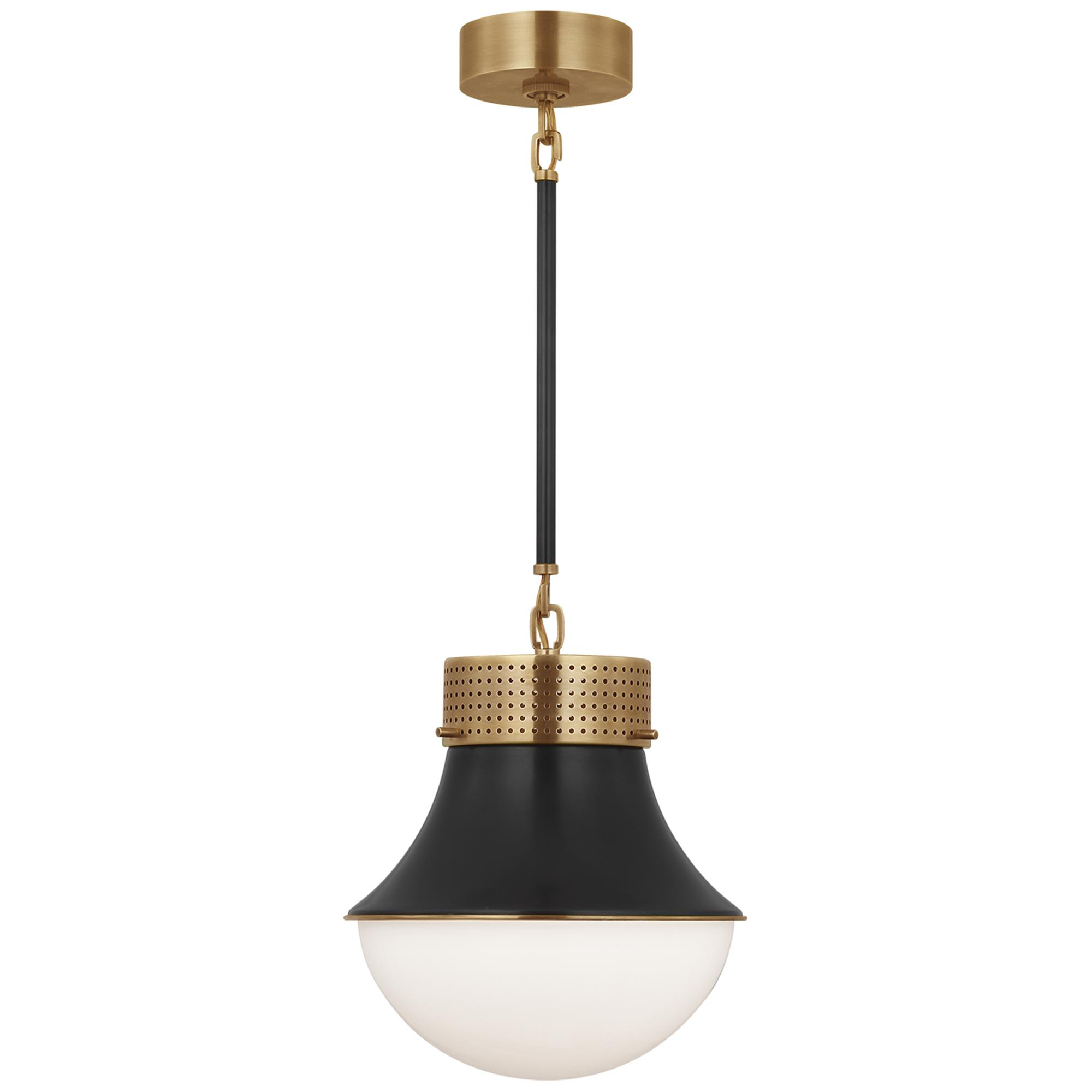 Shown in Antique Burnished Brass and Bronze finish and White glass