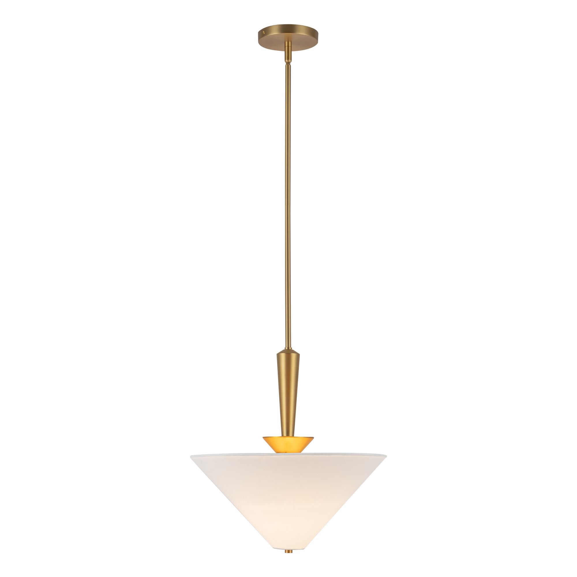Shown in Brushed Gold finish and White Acrylic Diffuser glass and White Linen shade