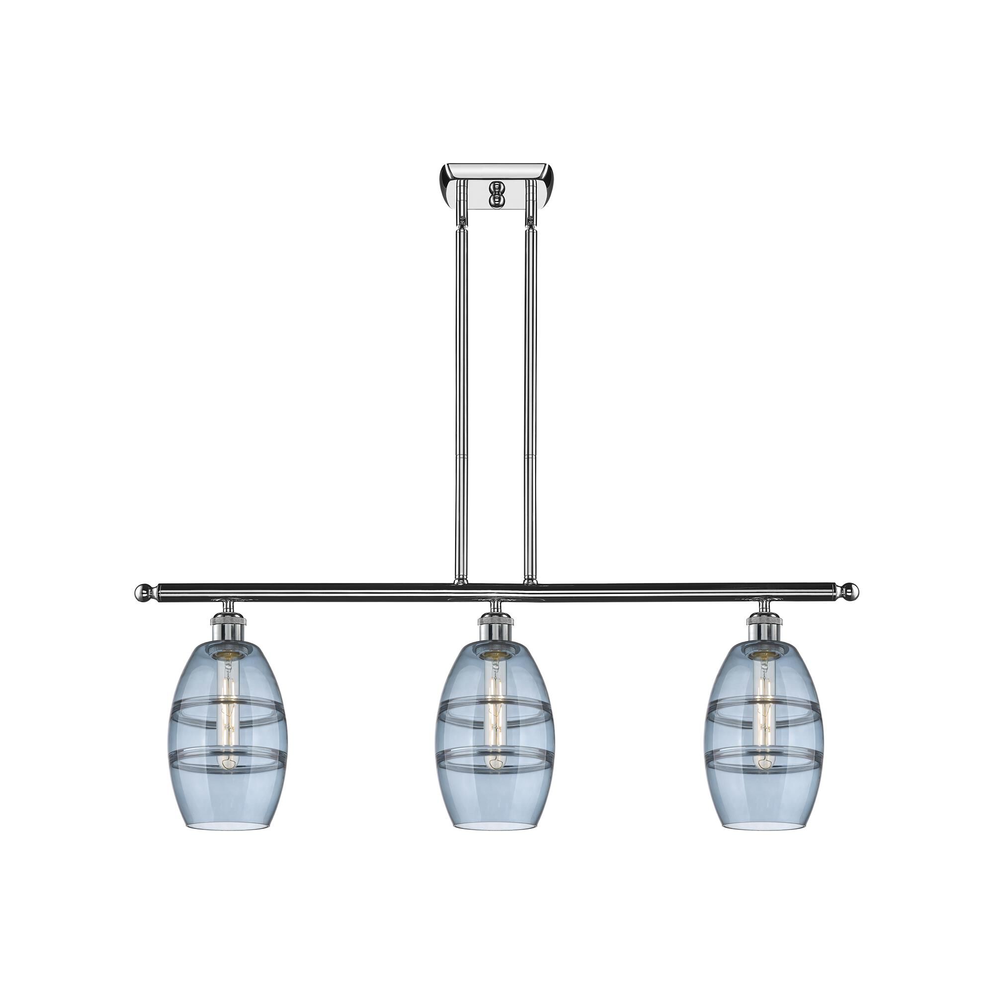 Shown in Polished Chrome finish and Princess Blue glass