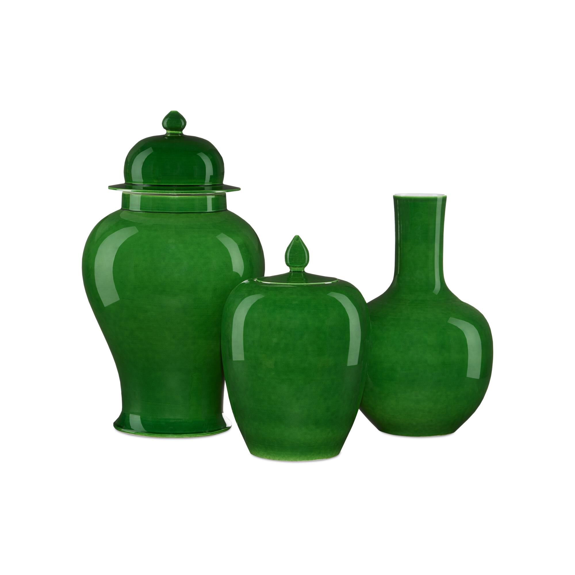 Imperial Green Ginger Jar Decorative Bottle-Canister by Currey and Company
