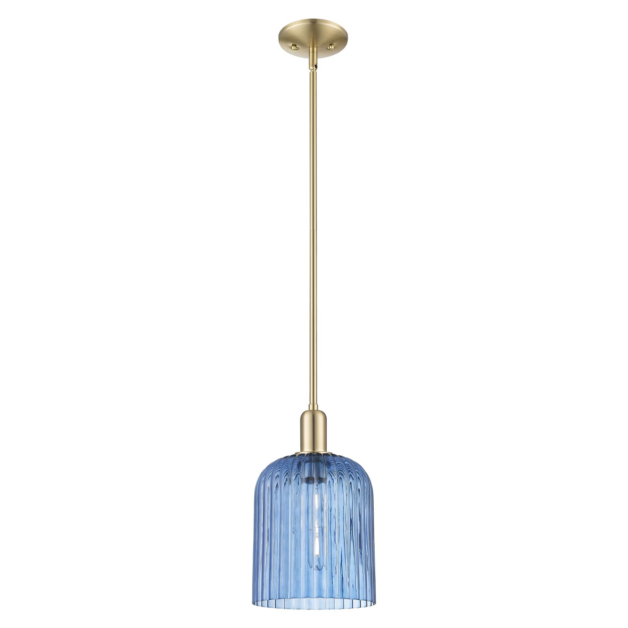 Shown in Champagne Bronze finish and Princess Blue glass