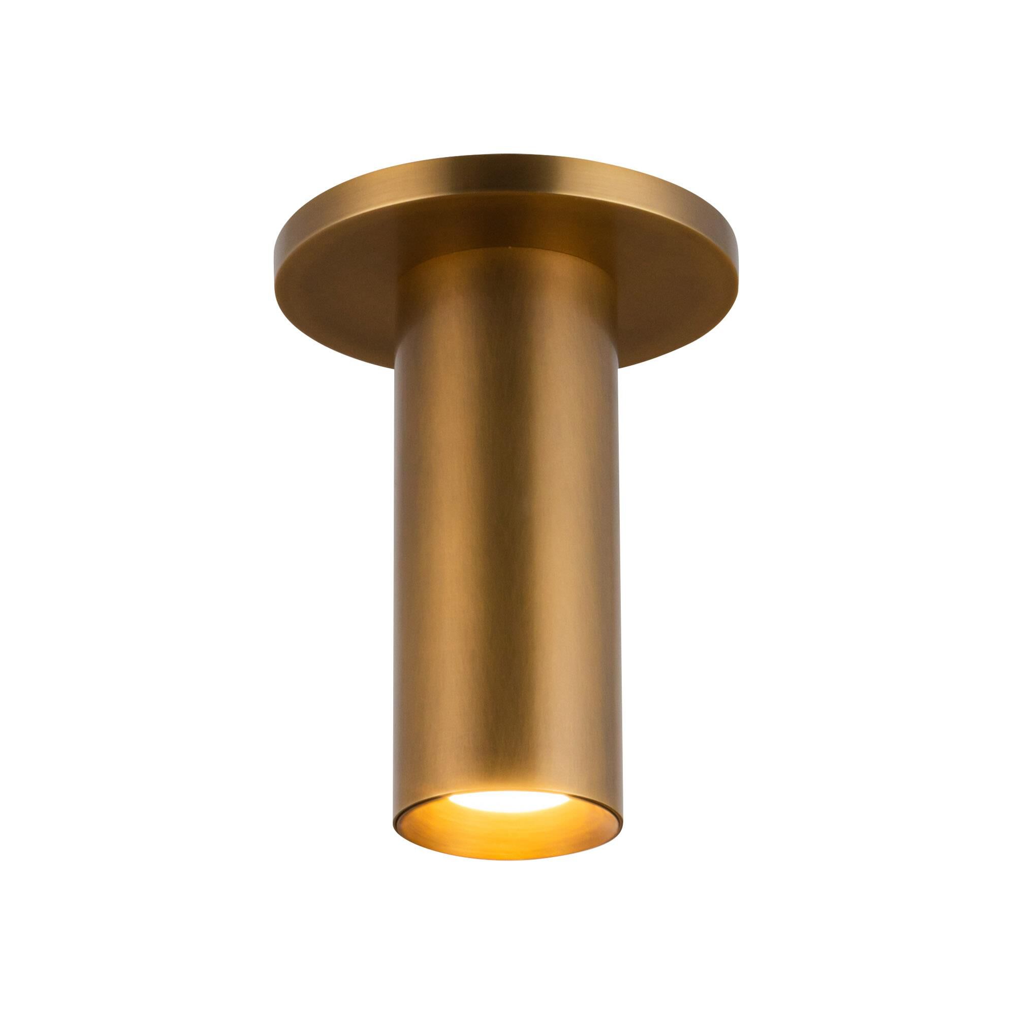 Shown in Vintage Brass finish and Aluminum Baffle shade