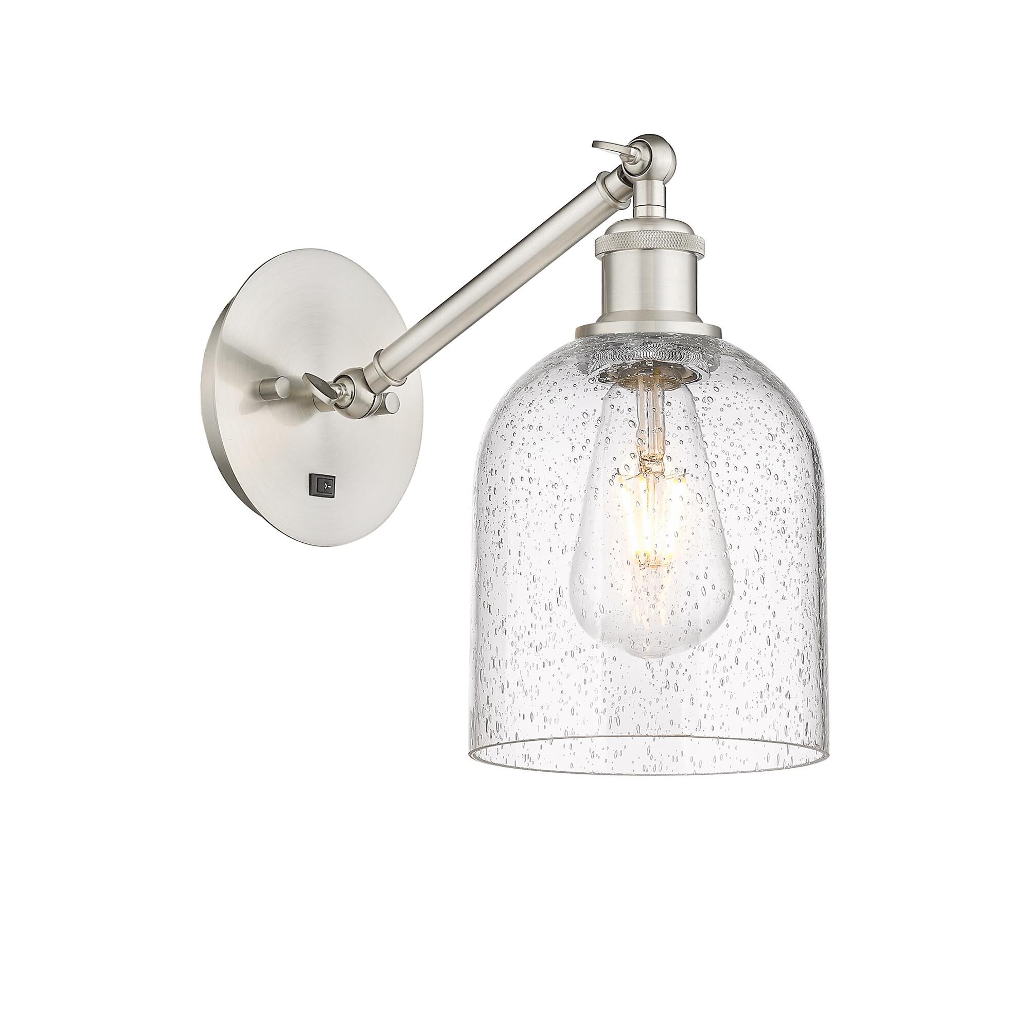 Shown in Brushed Satin Nickel finish and Seedy glass