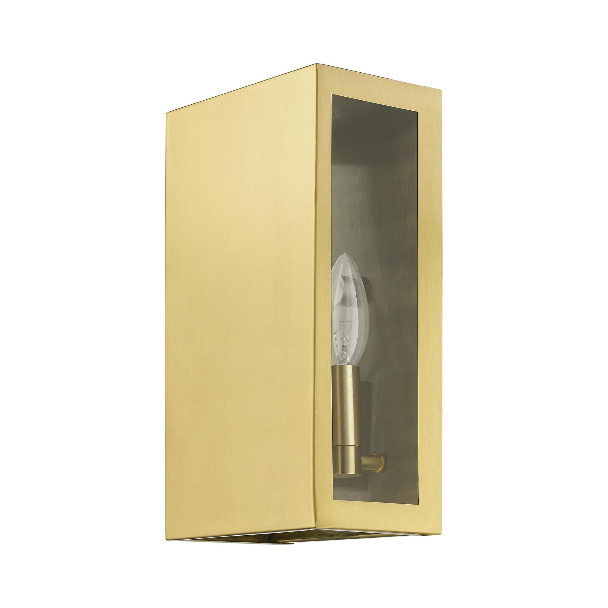 Shown in Satin Gold finish and Clear glass