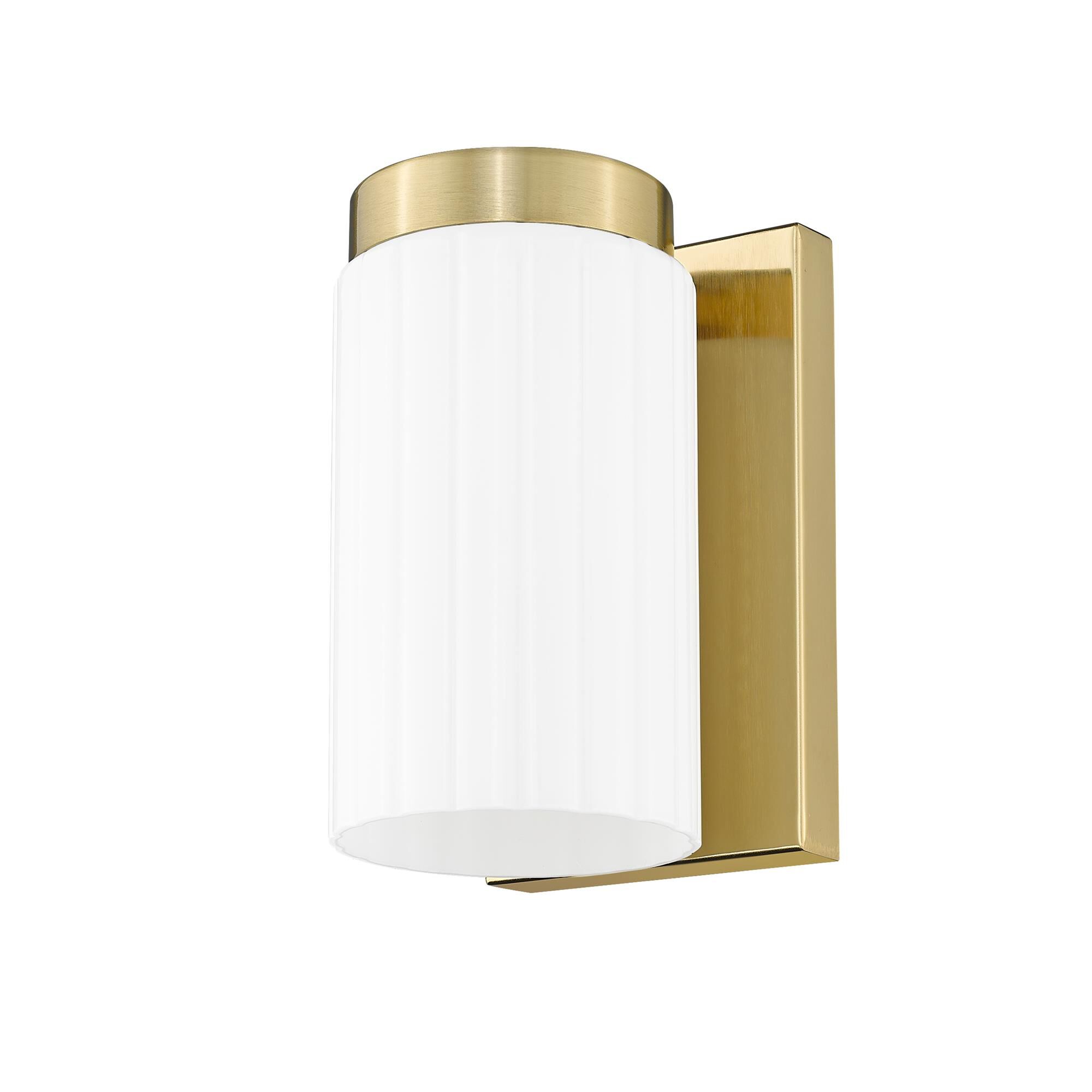 Shown in Luxe Gold finish and Matte Opal glass and Matte Opal shade