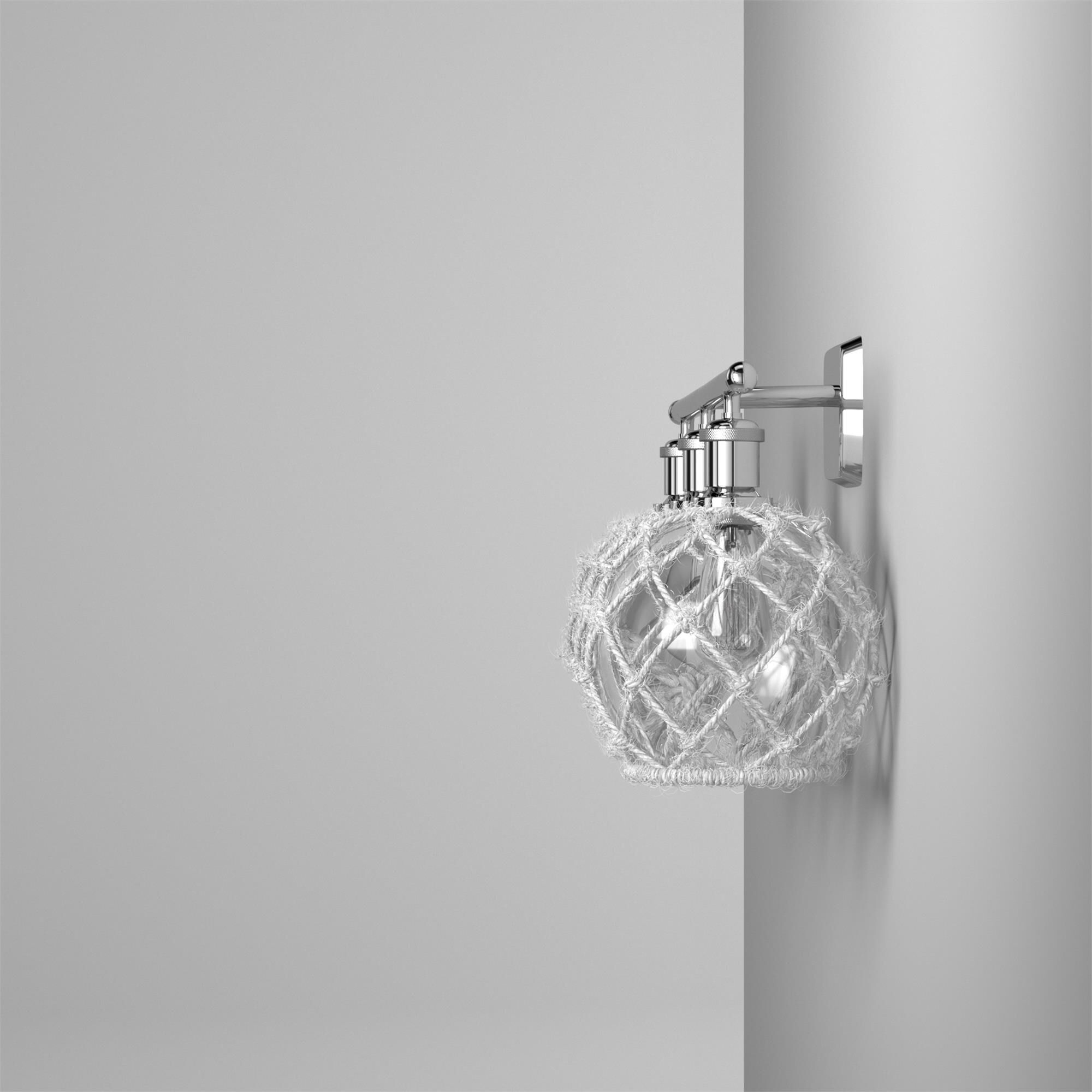 Shown in Polished Chrome finish and Clear With White Rope glass