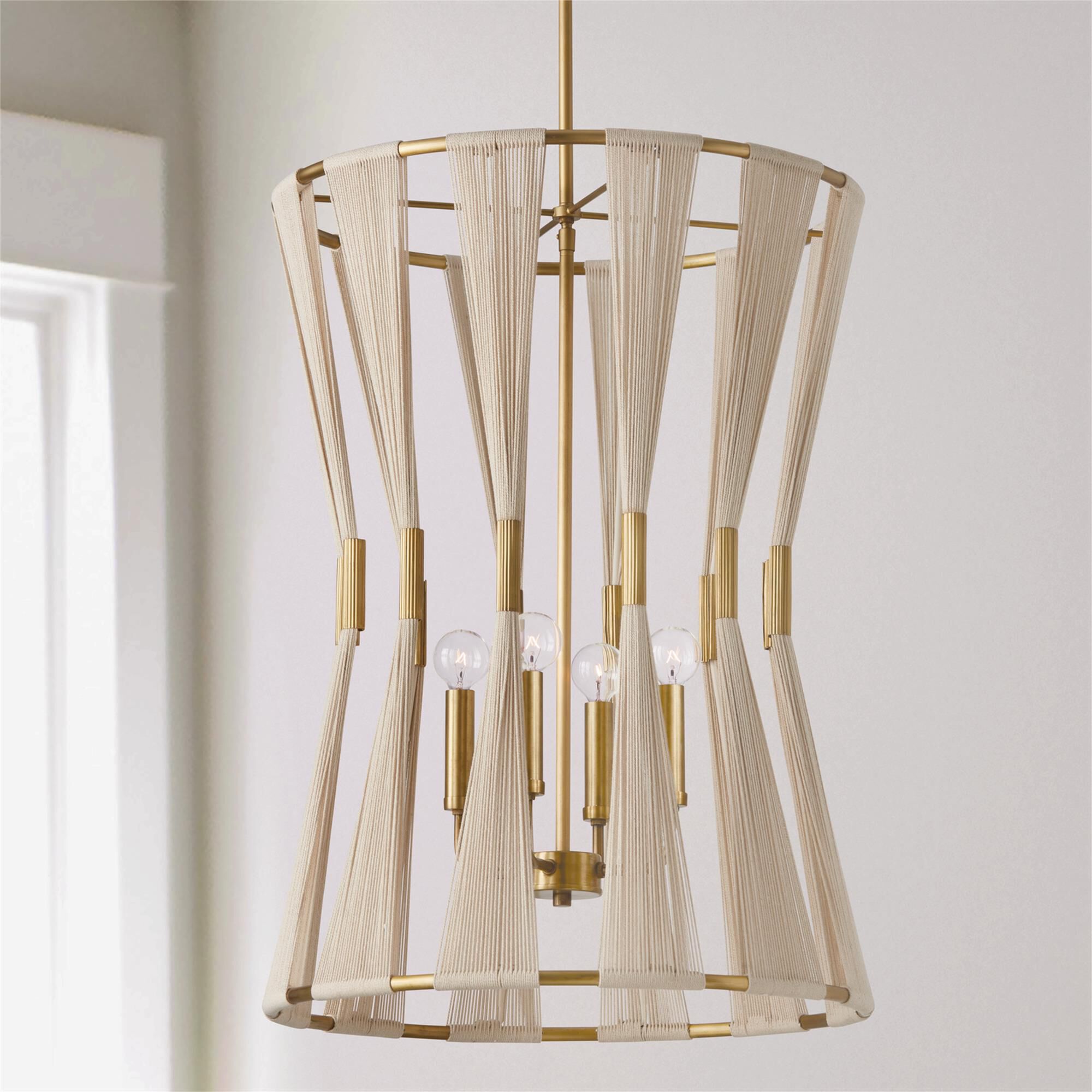 Shown in Bleached Natural Rope And Patinaed Brass finish