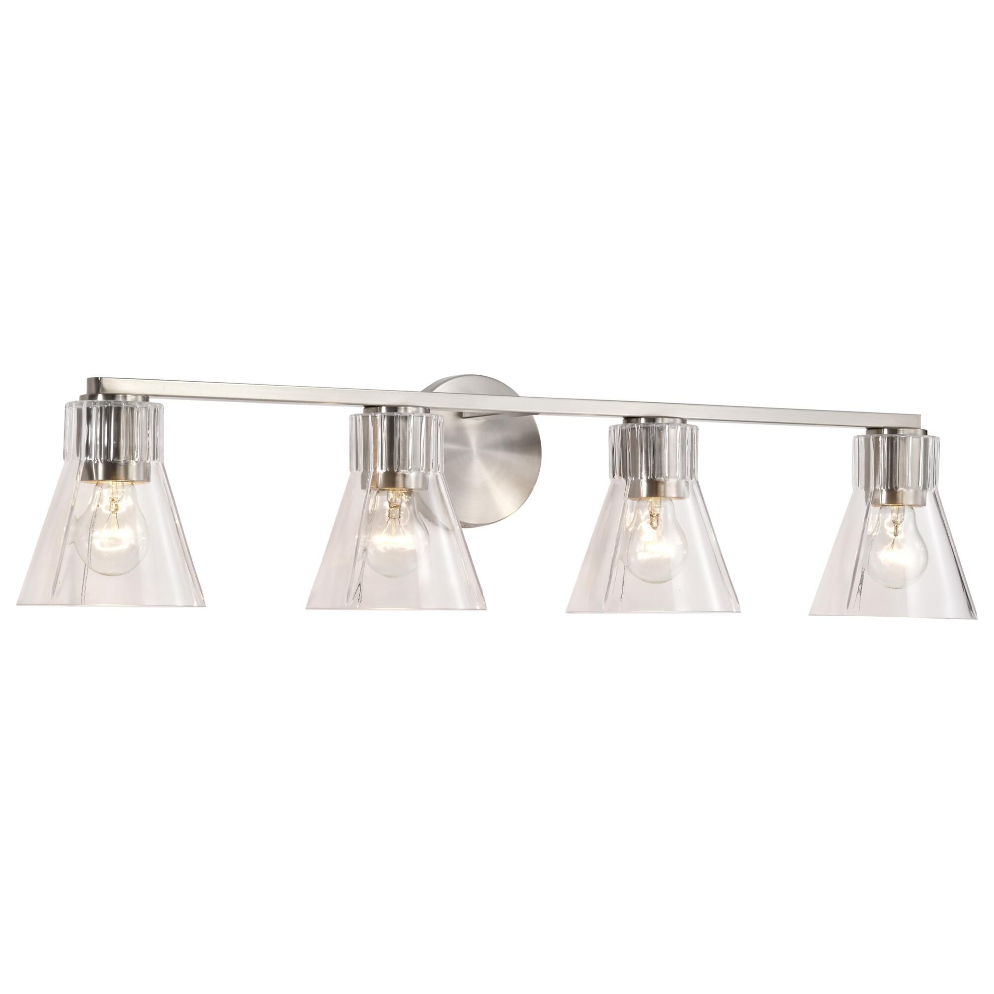 Shown in Brushed Nickel finish and Clear glass