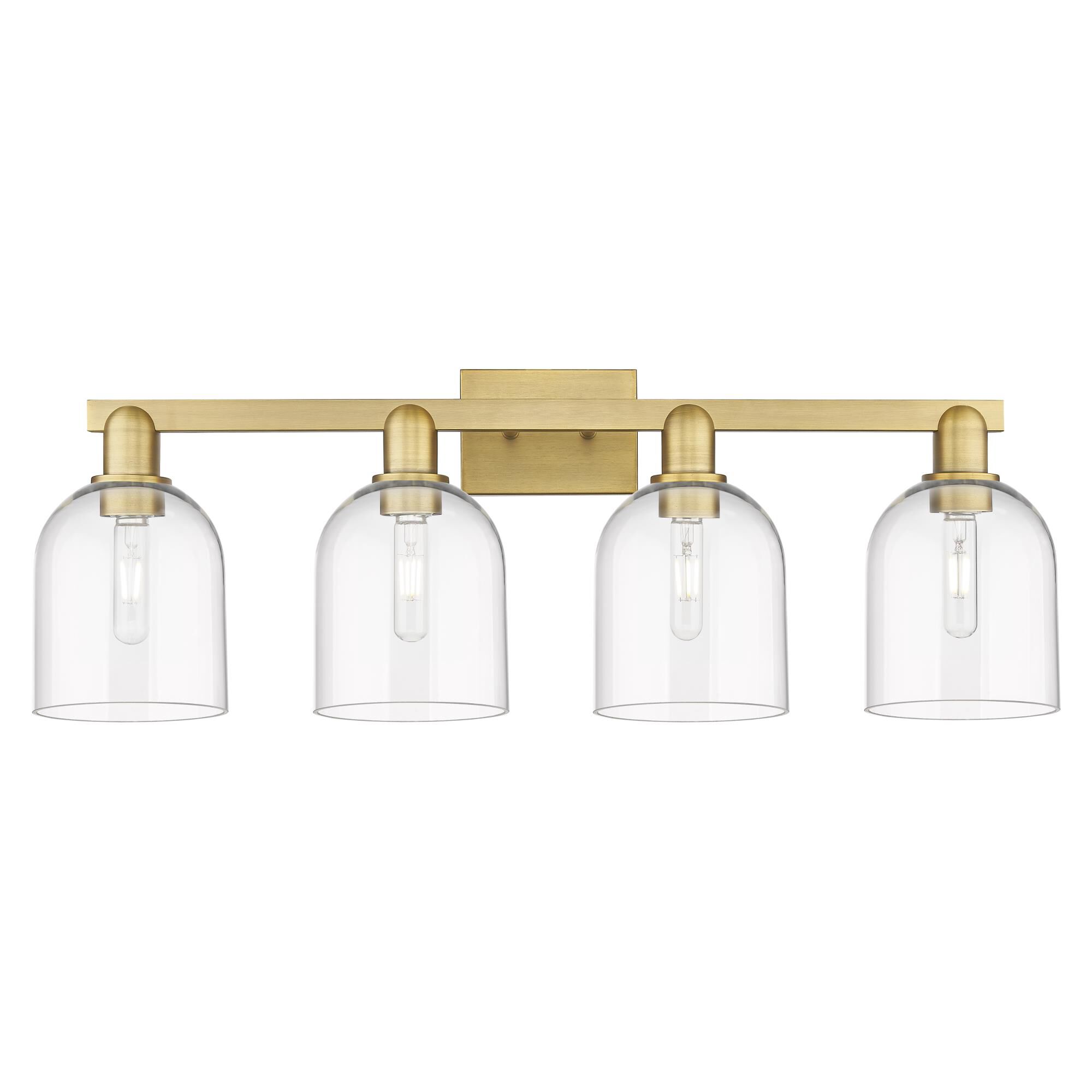 Shown in Brushed Brass finish and Clear glass