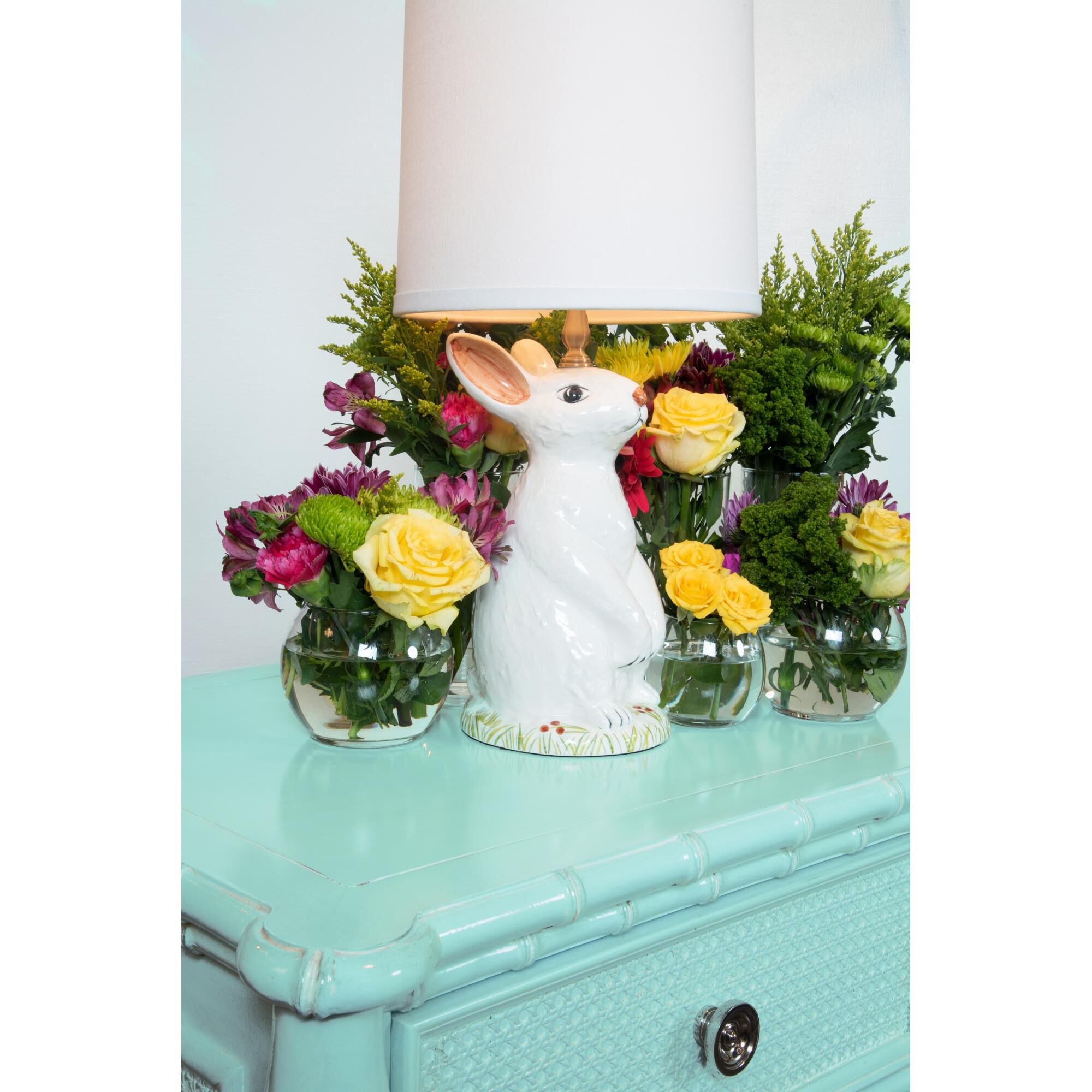 Shown in Blue - White Glaze - Satin Nickel finish