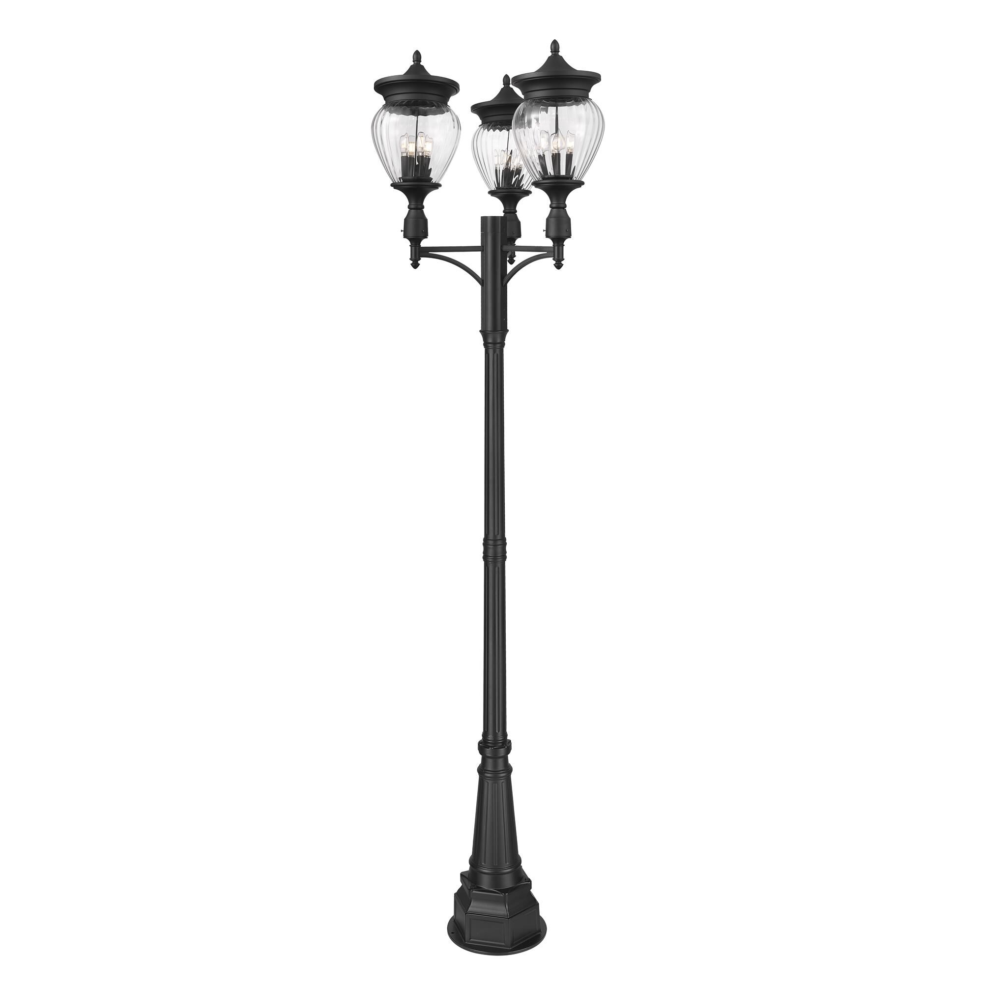 Shown in Black finish and Clear Ribbed glass and Clear Ribbed shade