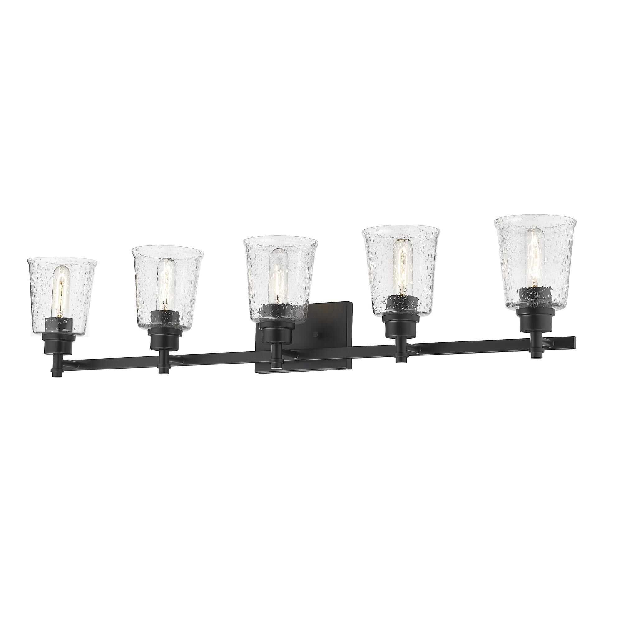Shown in Matte Black finish and Glass shade