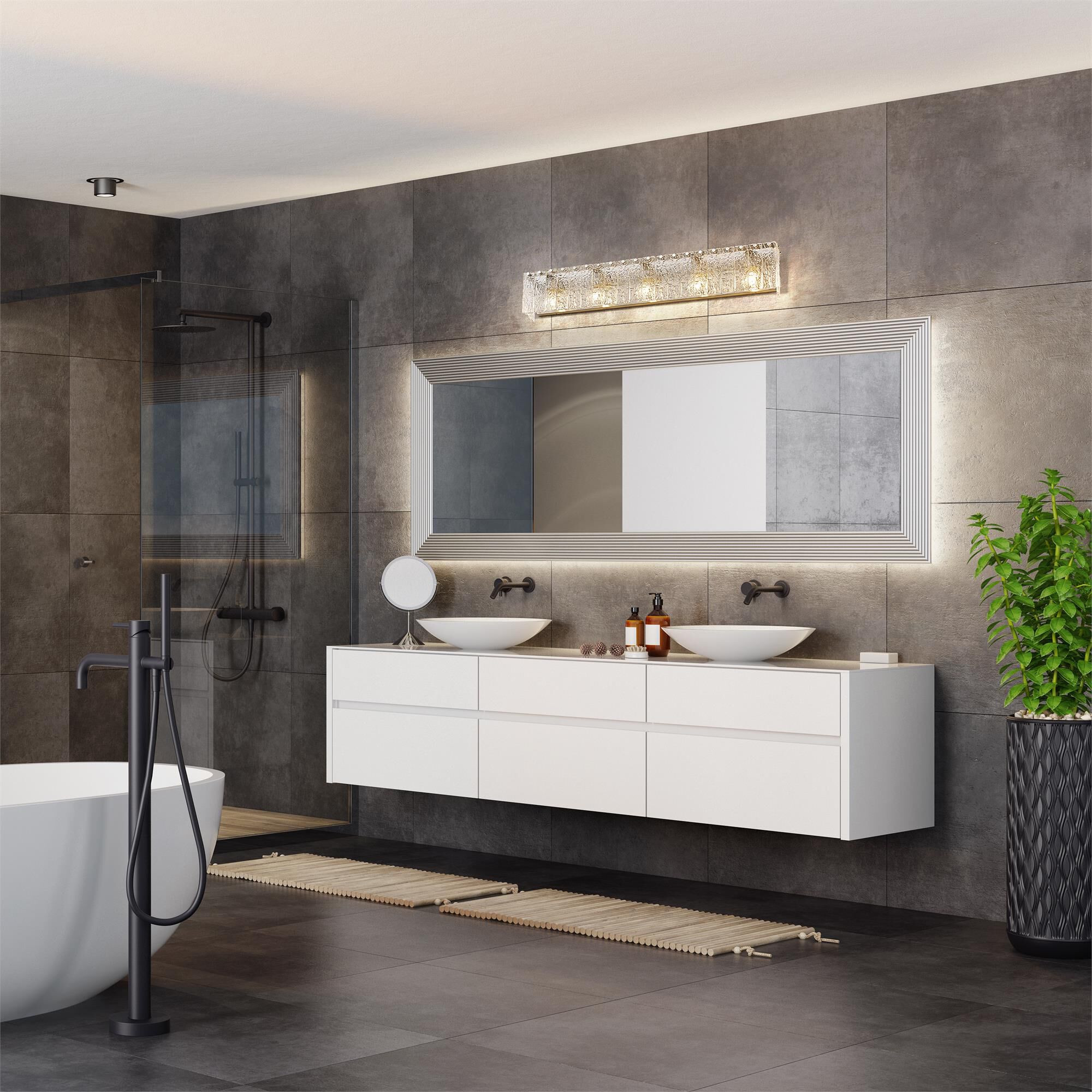 Shown in Brushed Nickel finish and Clear glass and Clear shade