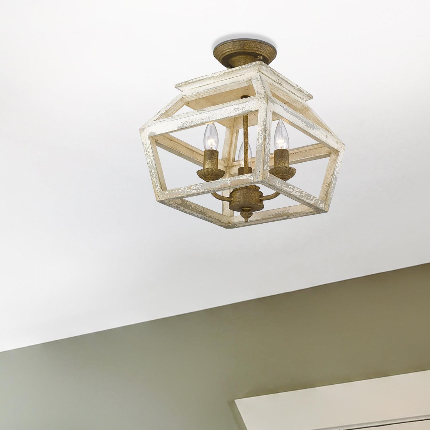 Haiden 12 Inch 3 Light Semi Flush Mount by Golden Lighting