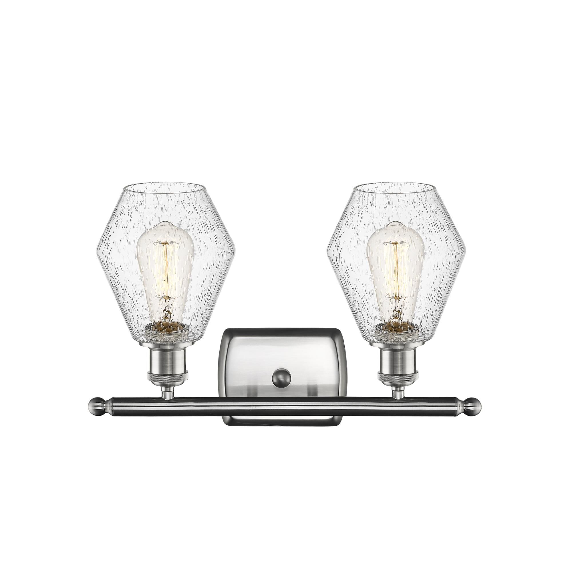 Shown in Brushed Satin Nickel  finish and Seedy glass