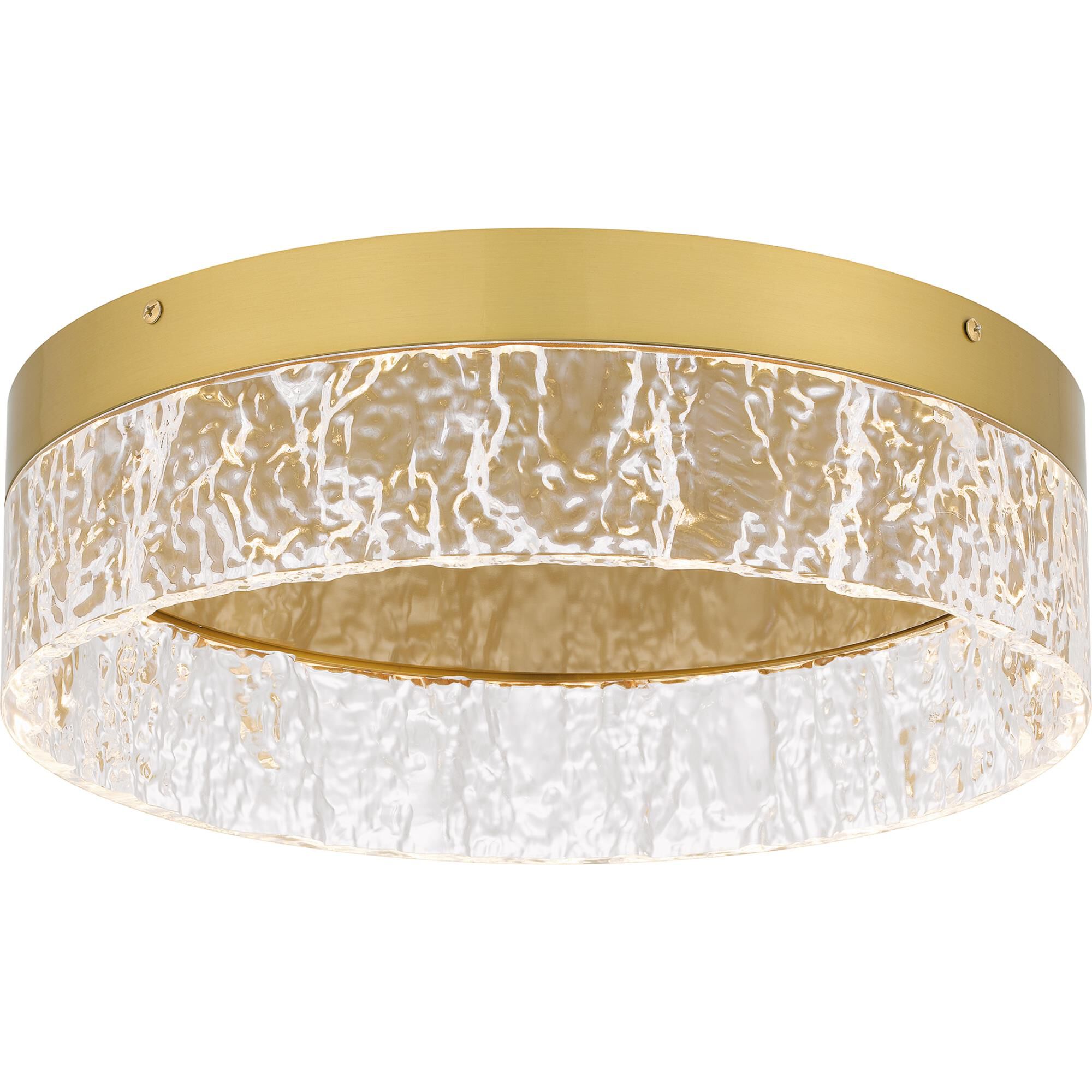 Shown in Brushed Gold finish and Clear Textured Acrylic shade