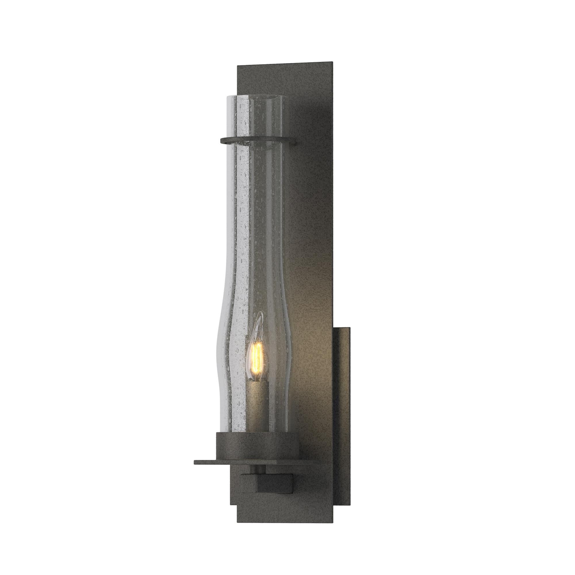 Shown in Natural Iron finish and Seeded Clear  glass