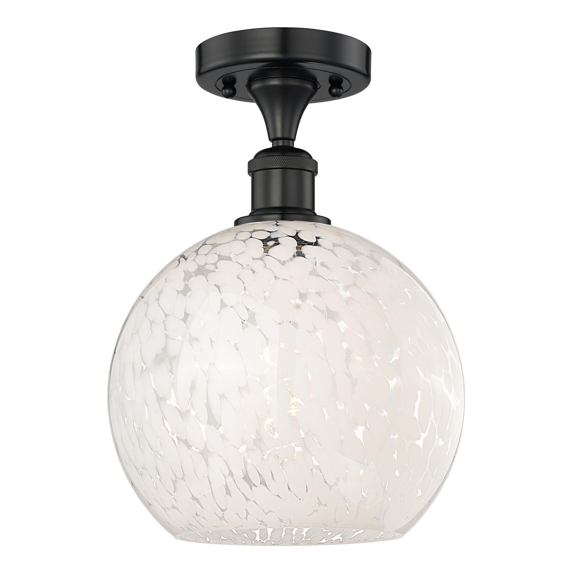 Shown in Matte Black finish and White Mouchette glass