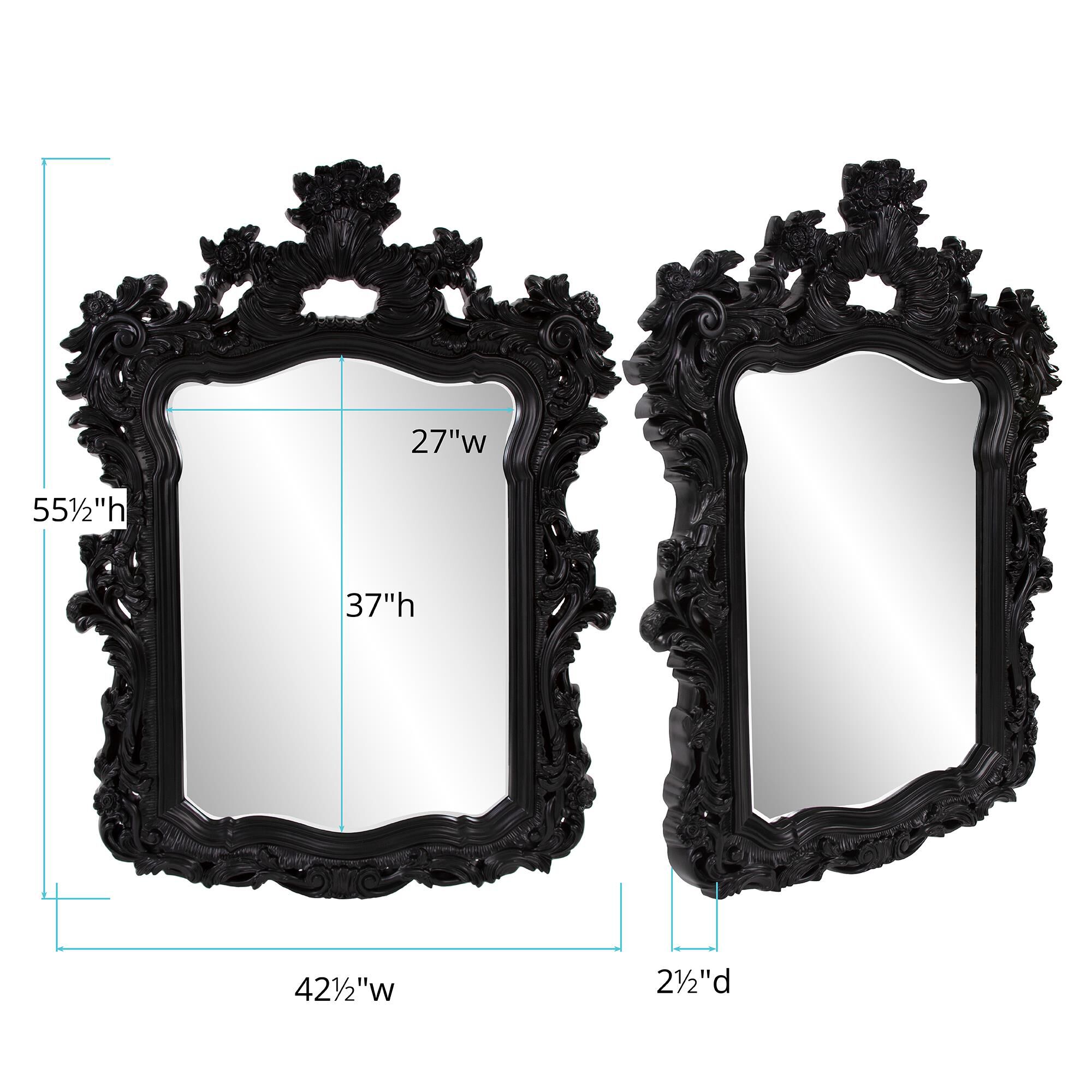 Turner Matte Black Mirror Decorative Mirrors by Howard Elliott Collection