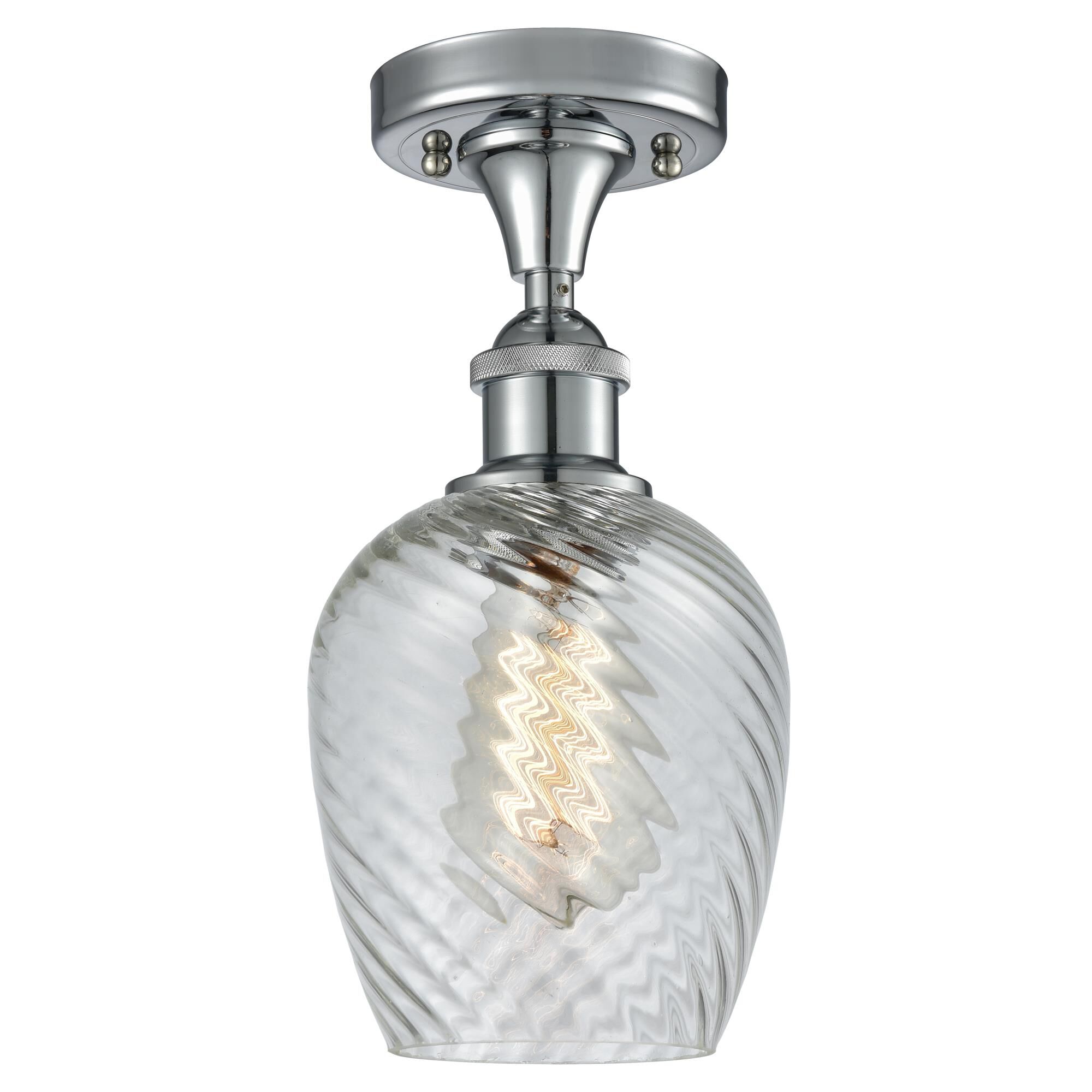 Shown in Polished Chrome finish and Clear Spiral Fluted glass