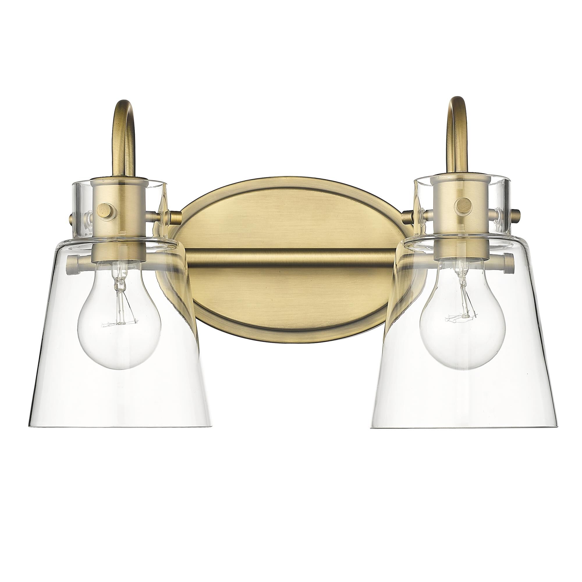 Shown in Antique Brass finish and Clear Glass shade