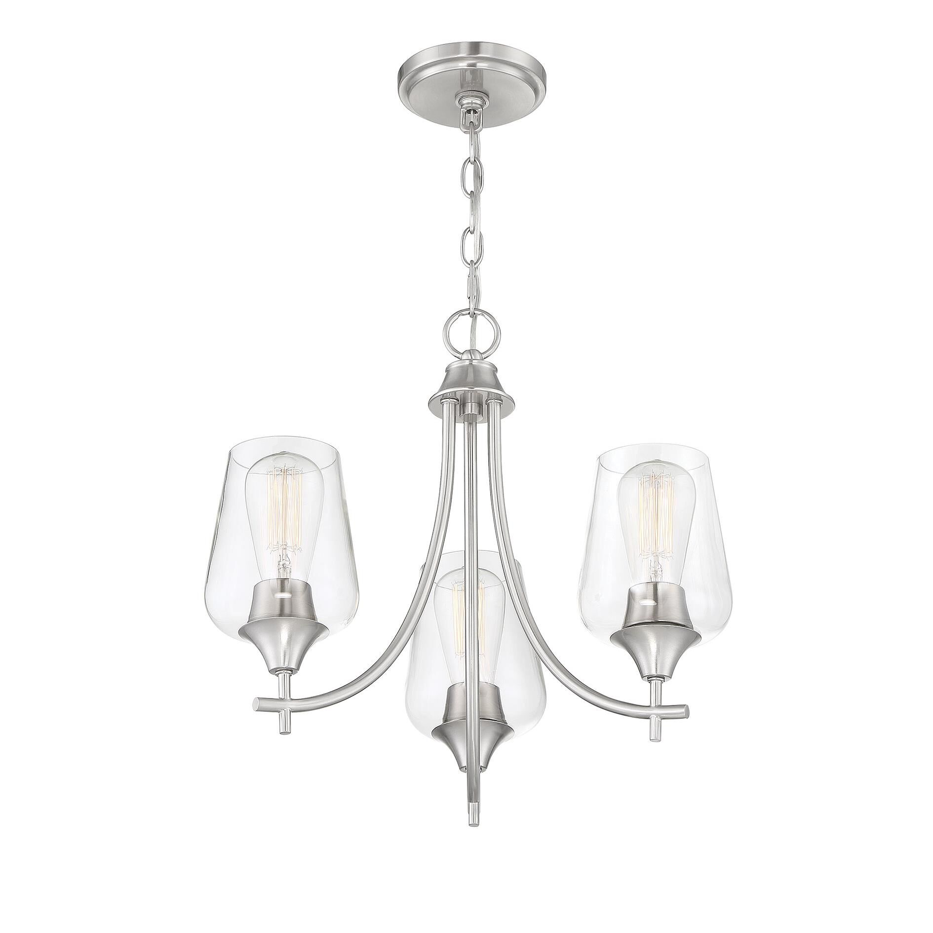 Shown in Satin Nickel finish and Clear glass