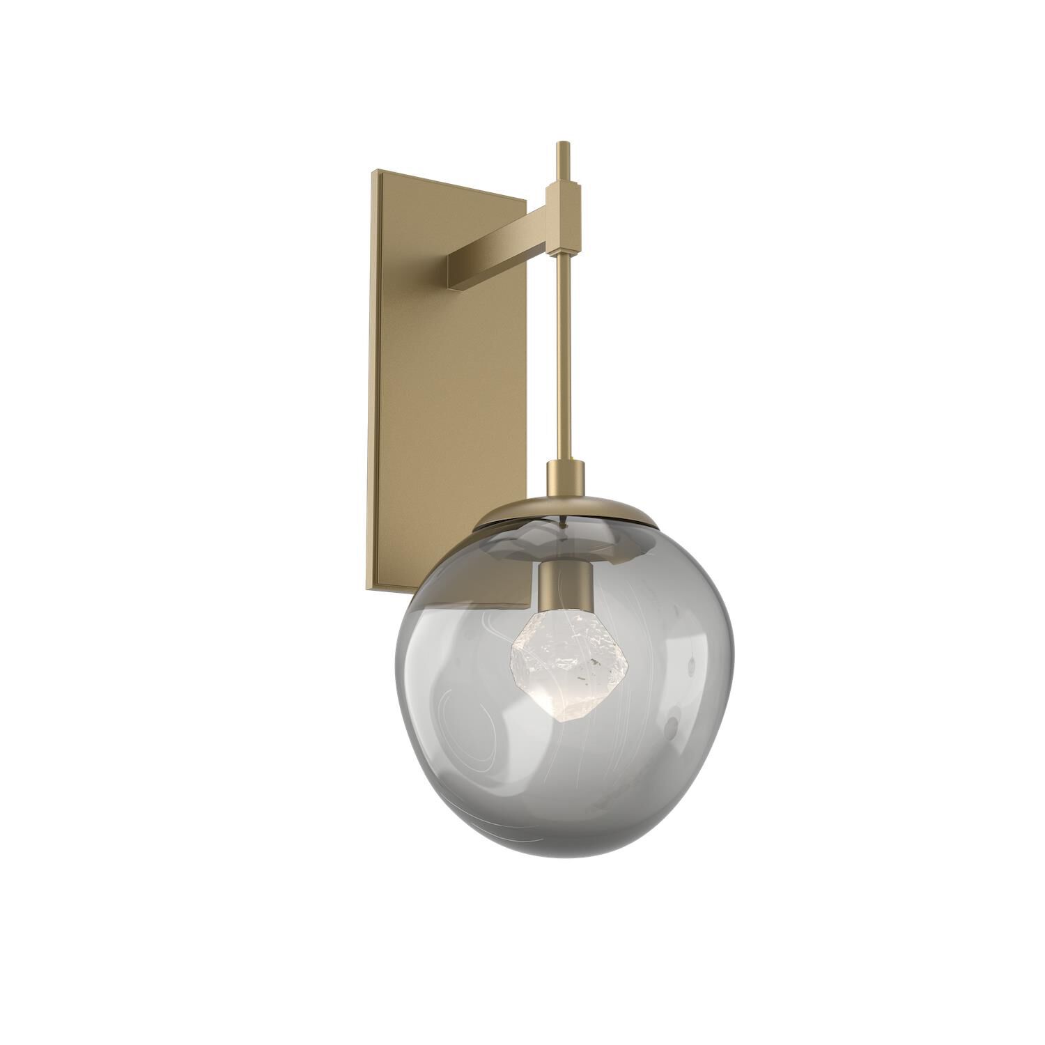 Shown in Gilded Brass finish and Smoke Zircon glass