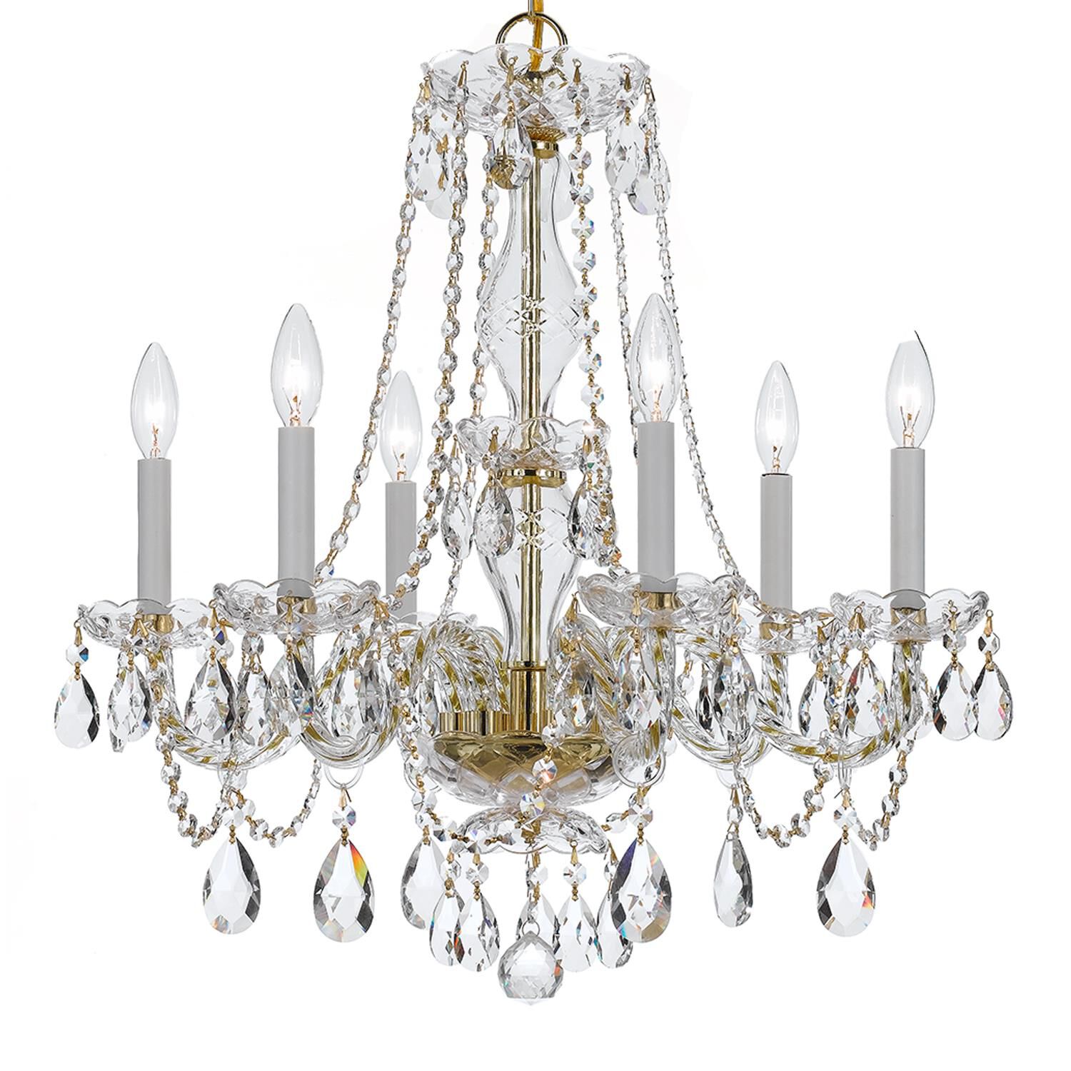 Shown in Polished Brass finish and Clear Italian crystal