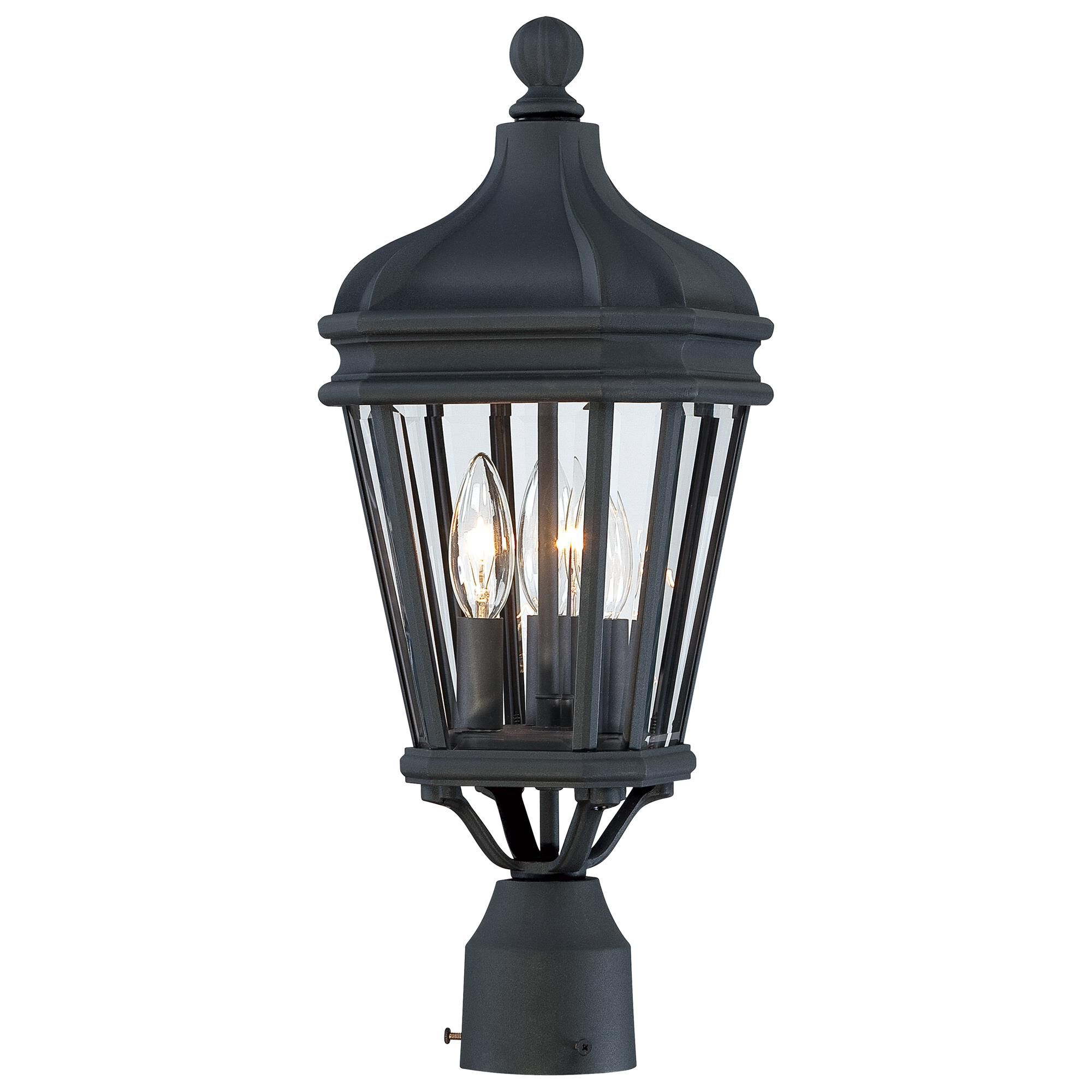 Shown in Black finish and Clear Beveled glass