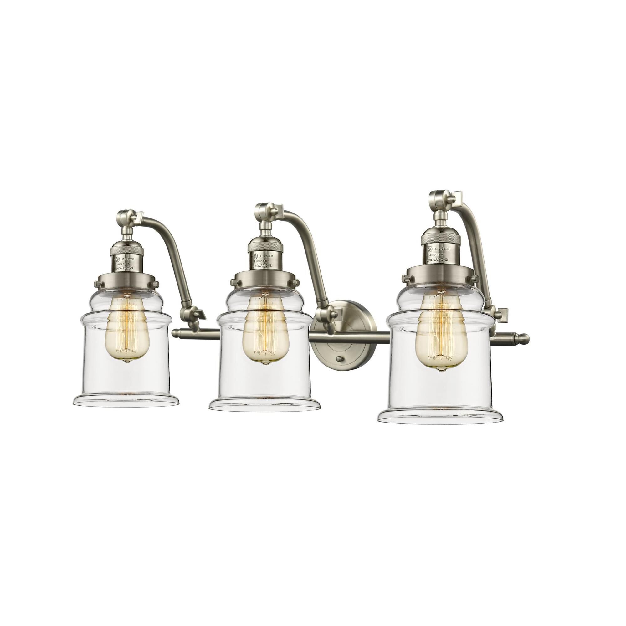 Shown in Brushed Satin Nickel finish and Clear glass