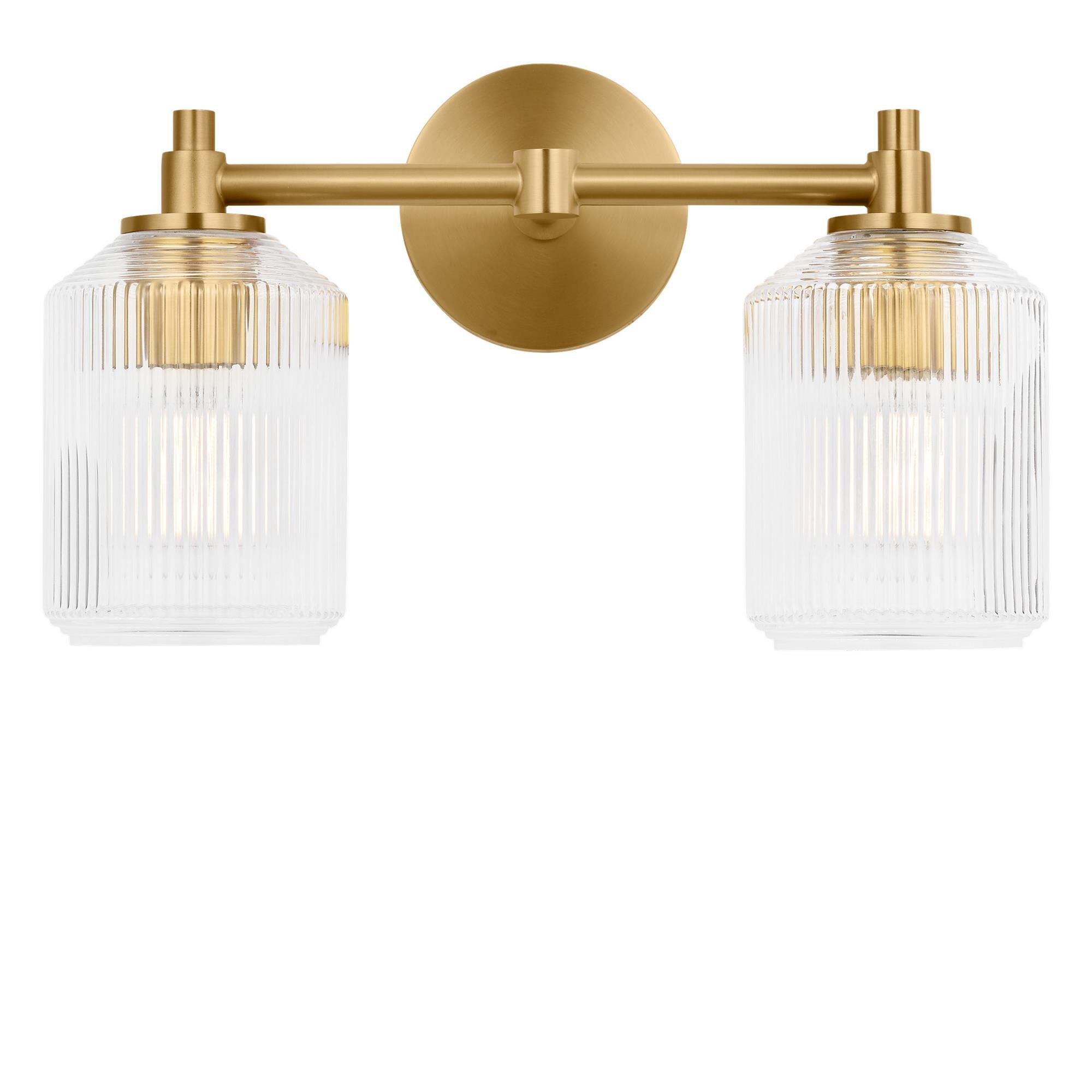 Shown in Burnished Brass finish and Clear Ribbed glass