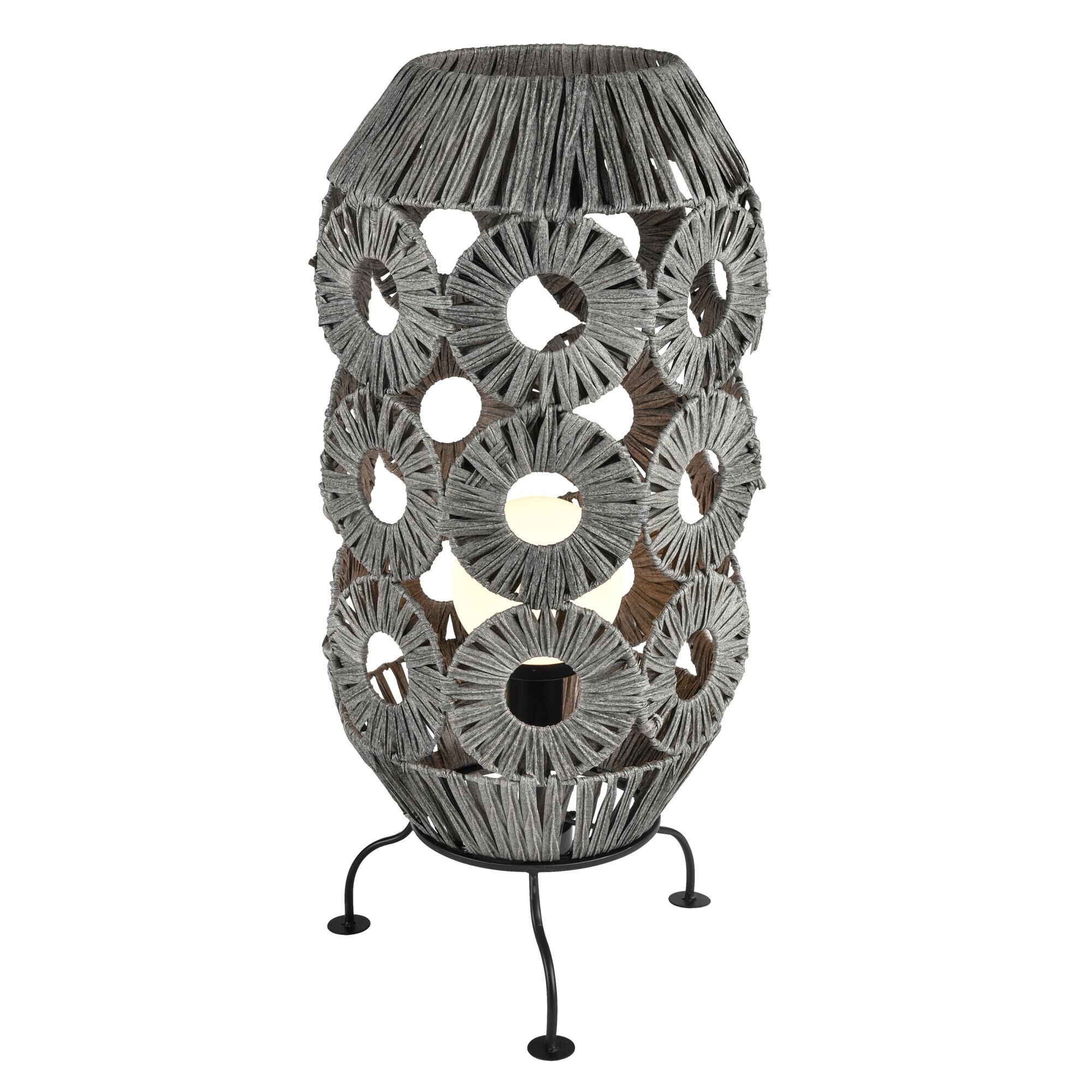 Shown in Gray finish and Pu Rattan Gray Shade glass and Pu Rattan Gray shade