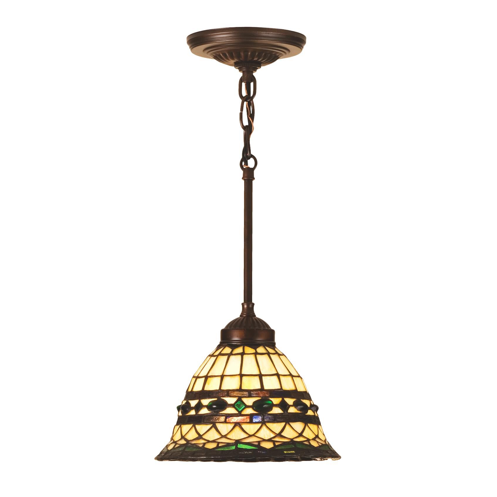 Shown in Mahogany Bronze finish and Beige-Green glass