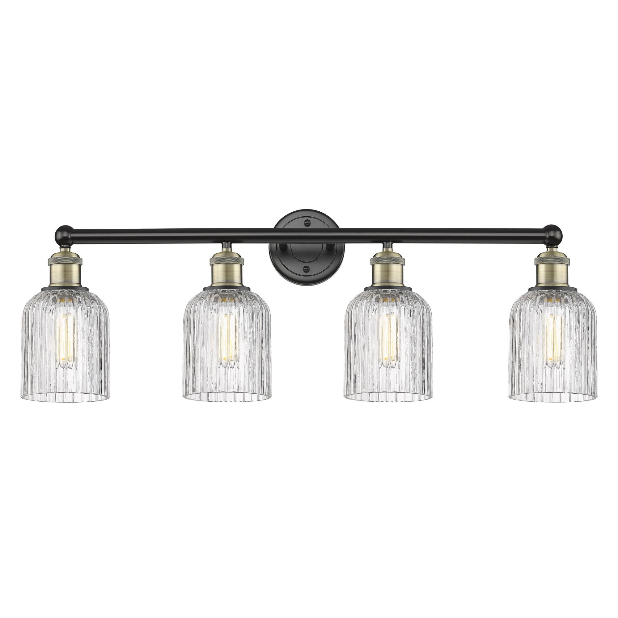 Shown in Black Antique Brass finish and Clear glass