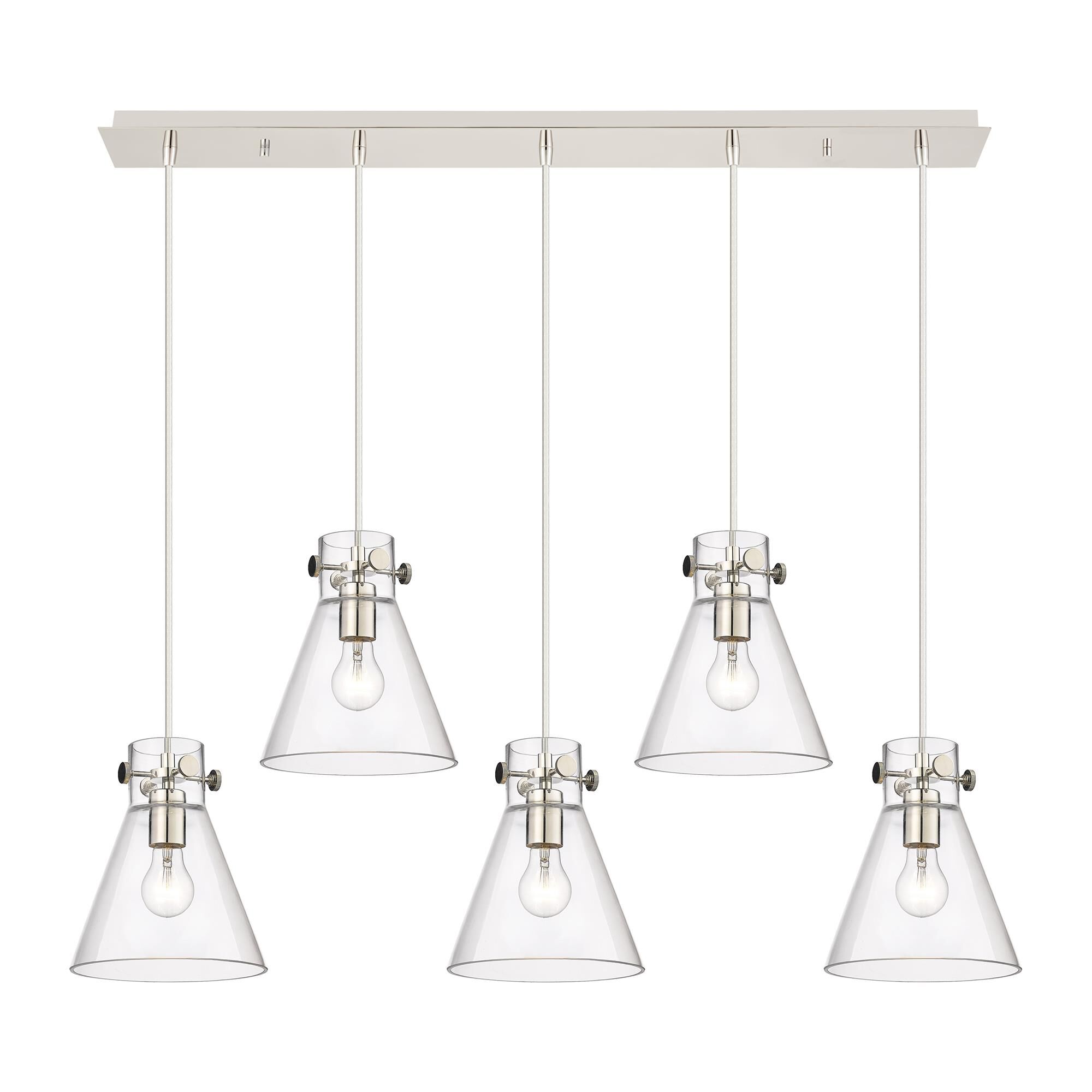 Shown in Polished Nickel finish and Clear glass and Clear Glass shade