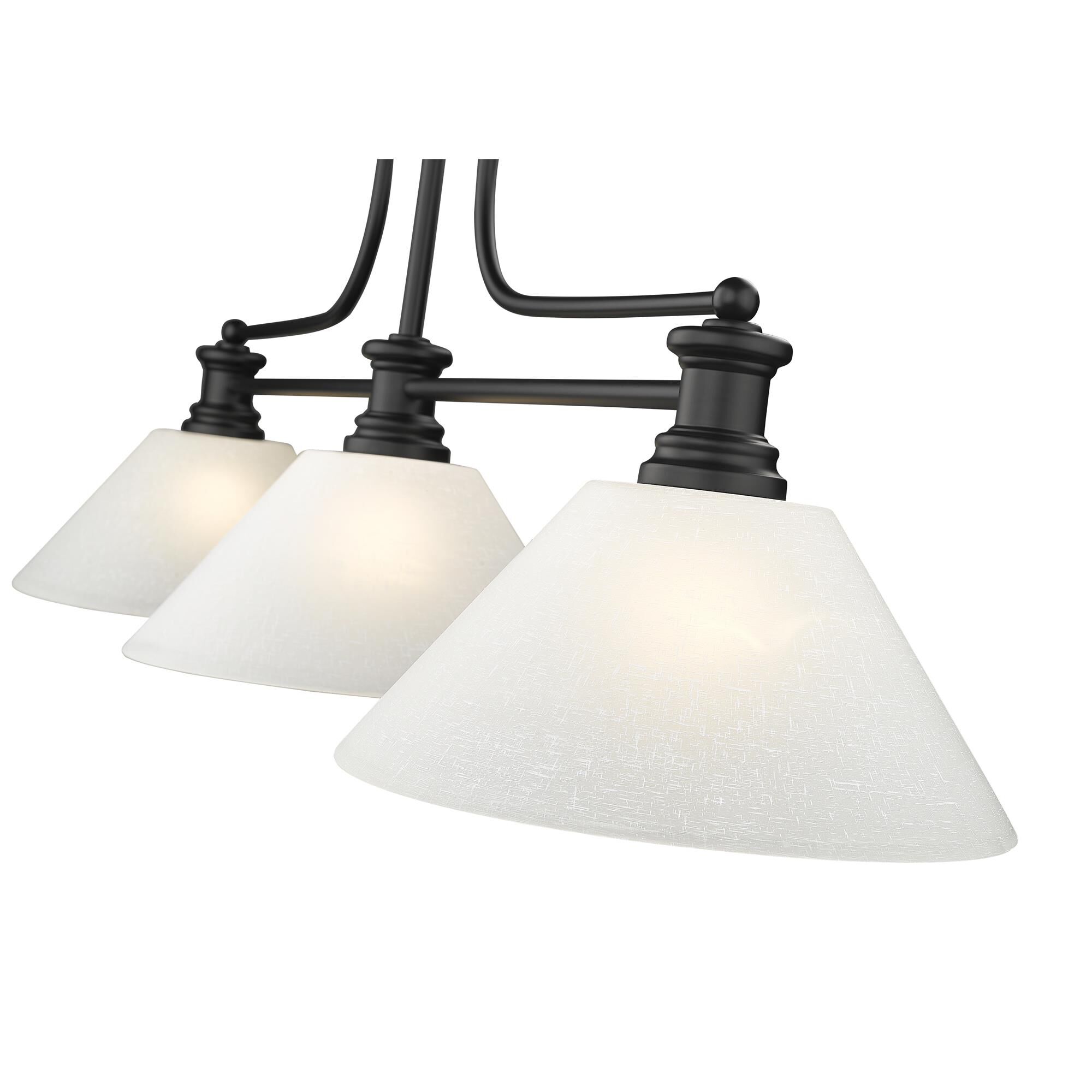 Shown in Matte Black finish and White Linen shade
