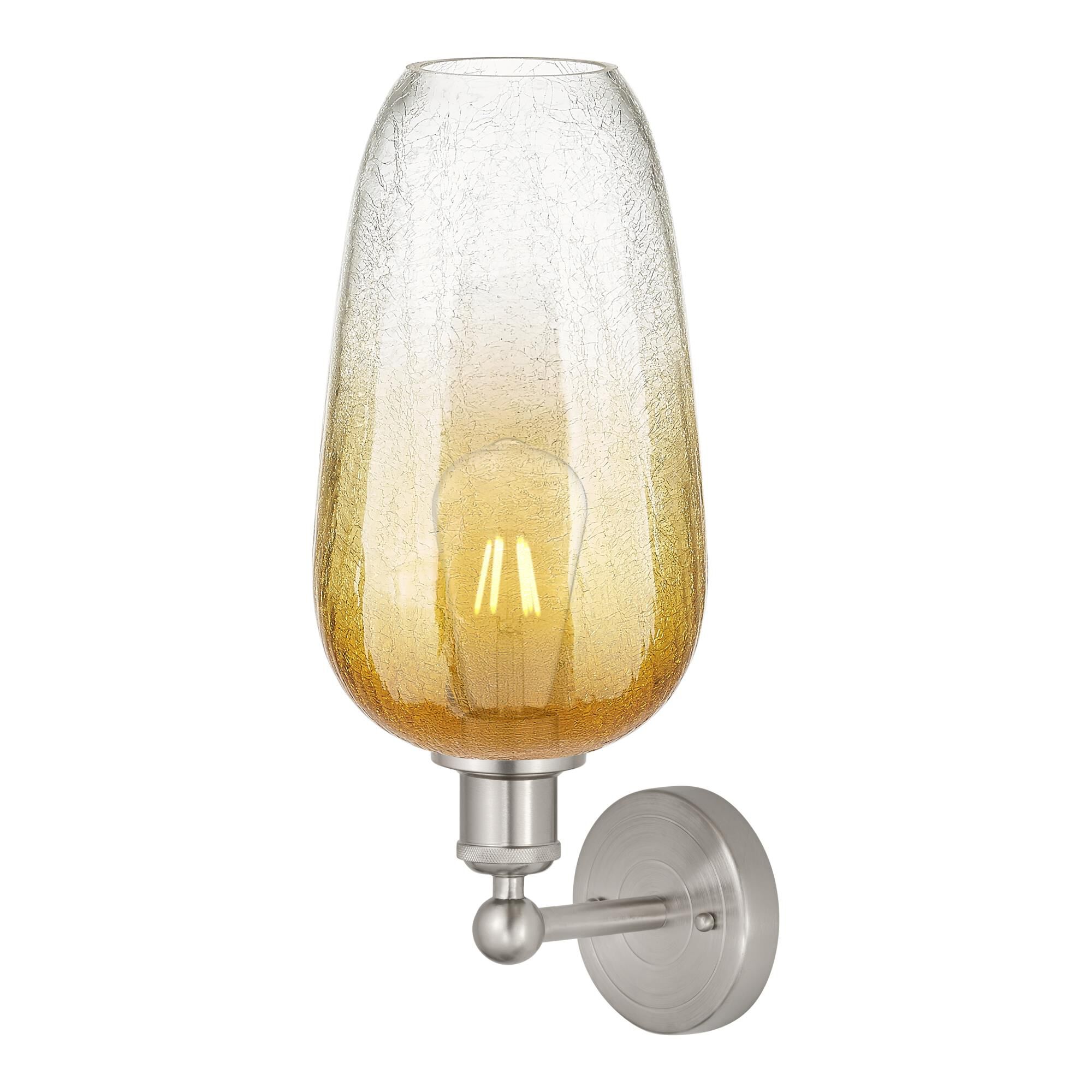 Shown in Brushed Satin Nickel finish and Amber glass