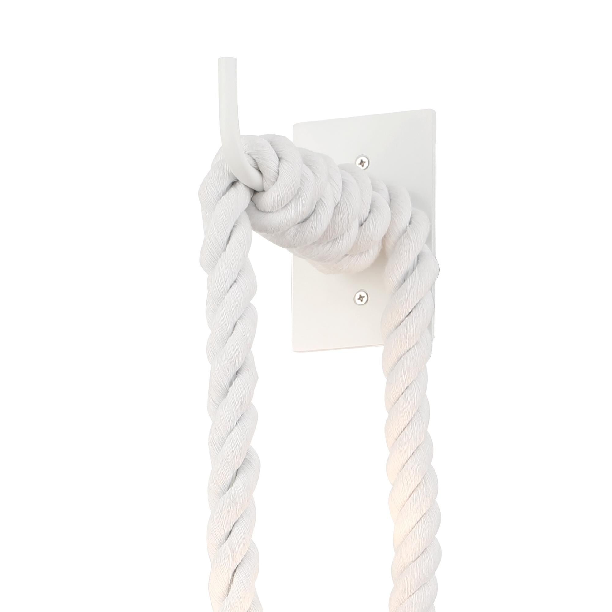 Shown in Matte White finish and Cotton Rope shade