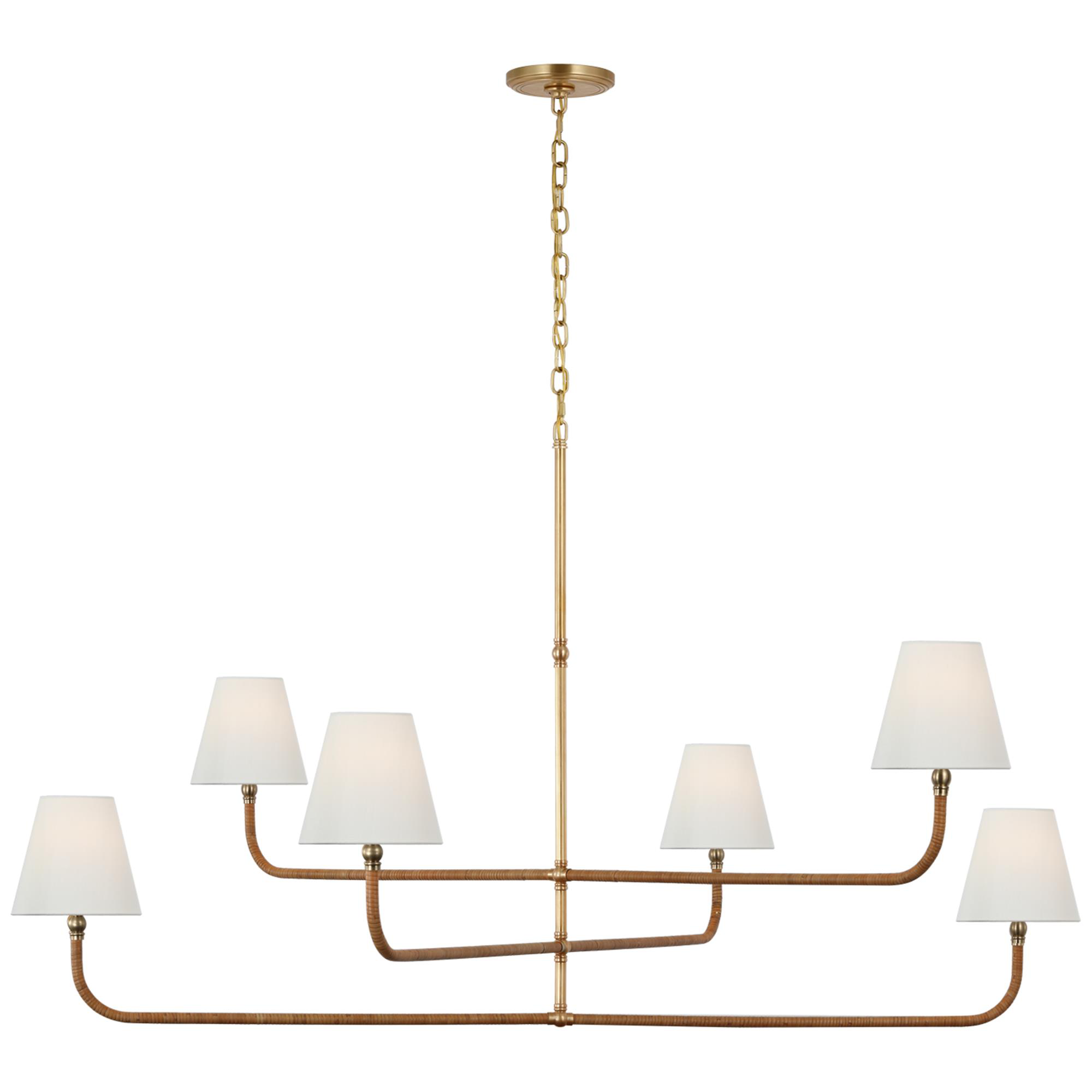 Shown in Antique-Burnished Brass and Natural Rattan finish