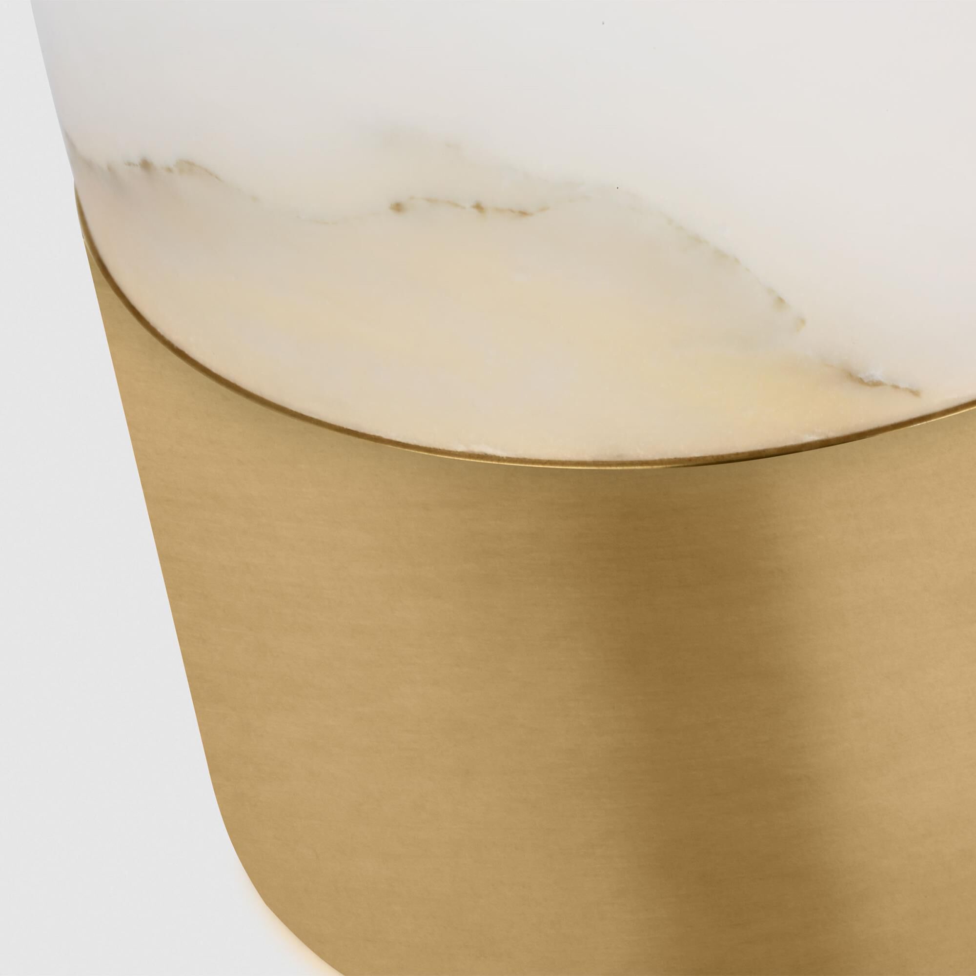 Shown in Hand Rubbed Antique Brass finish and Alabaster shade