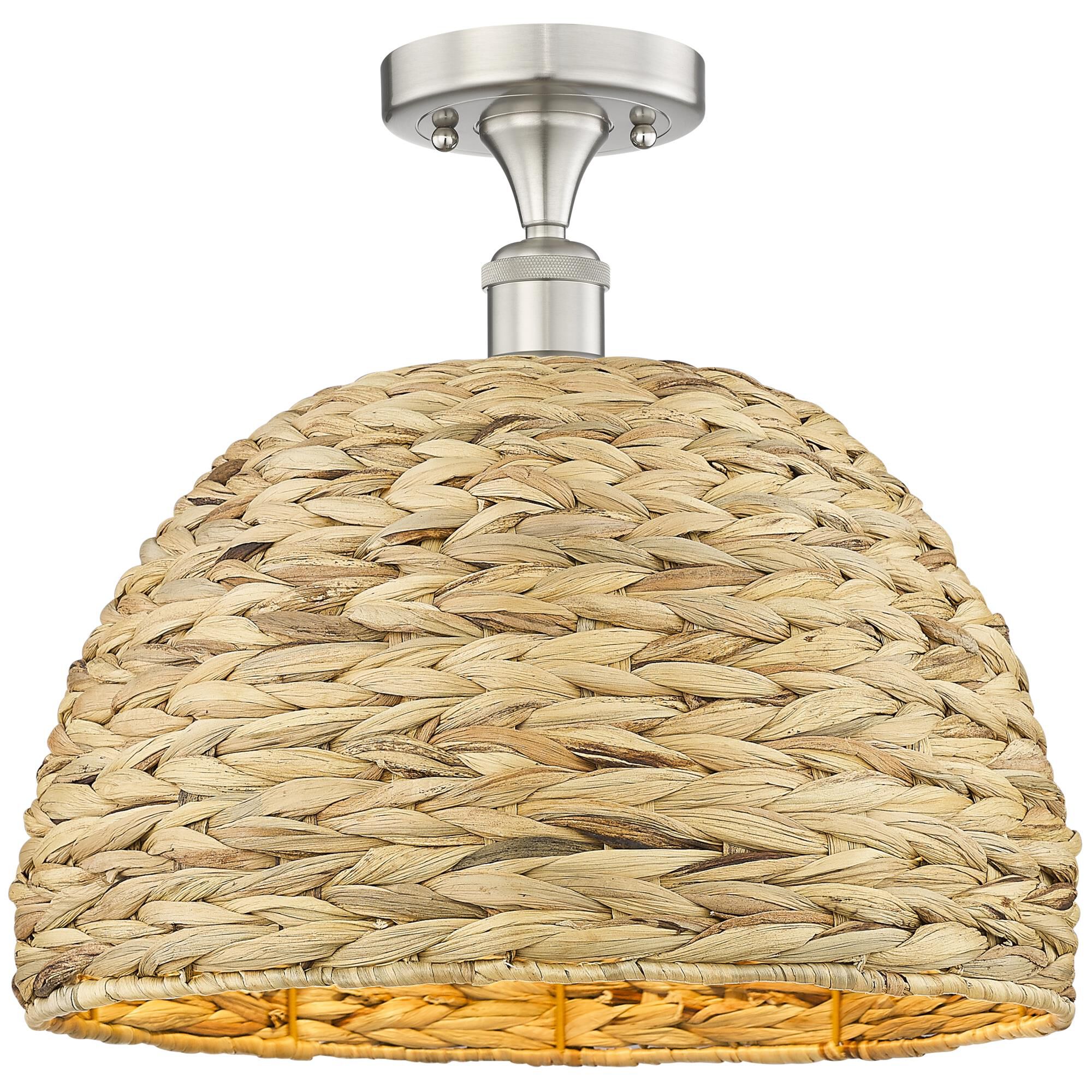 Bruno Marashlian Woven Rattan 16 Inch Semi Flush Mount by Innovations Lighting