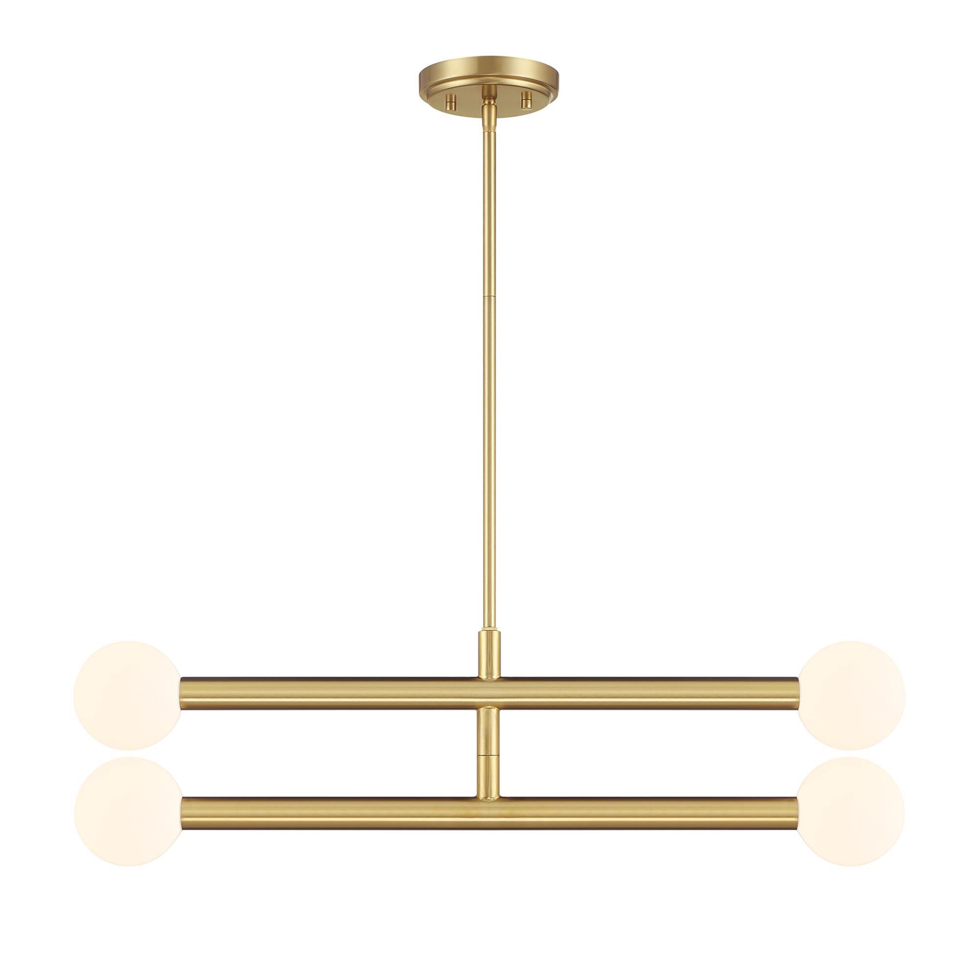 Shown in Natural Brass finish and White Opal glass