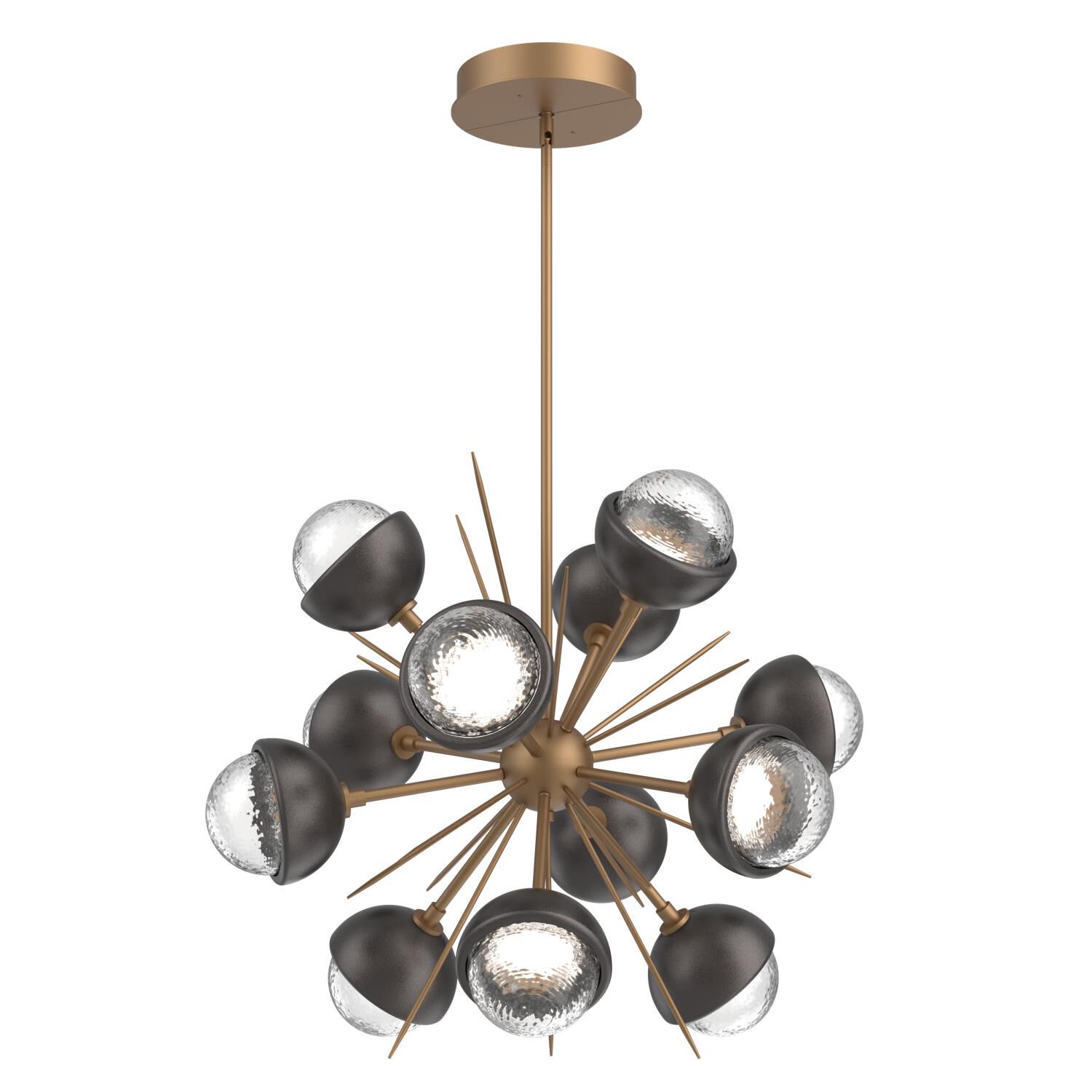 Shown in Novel Brass finish and Clear glass and Graphite accent
