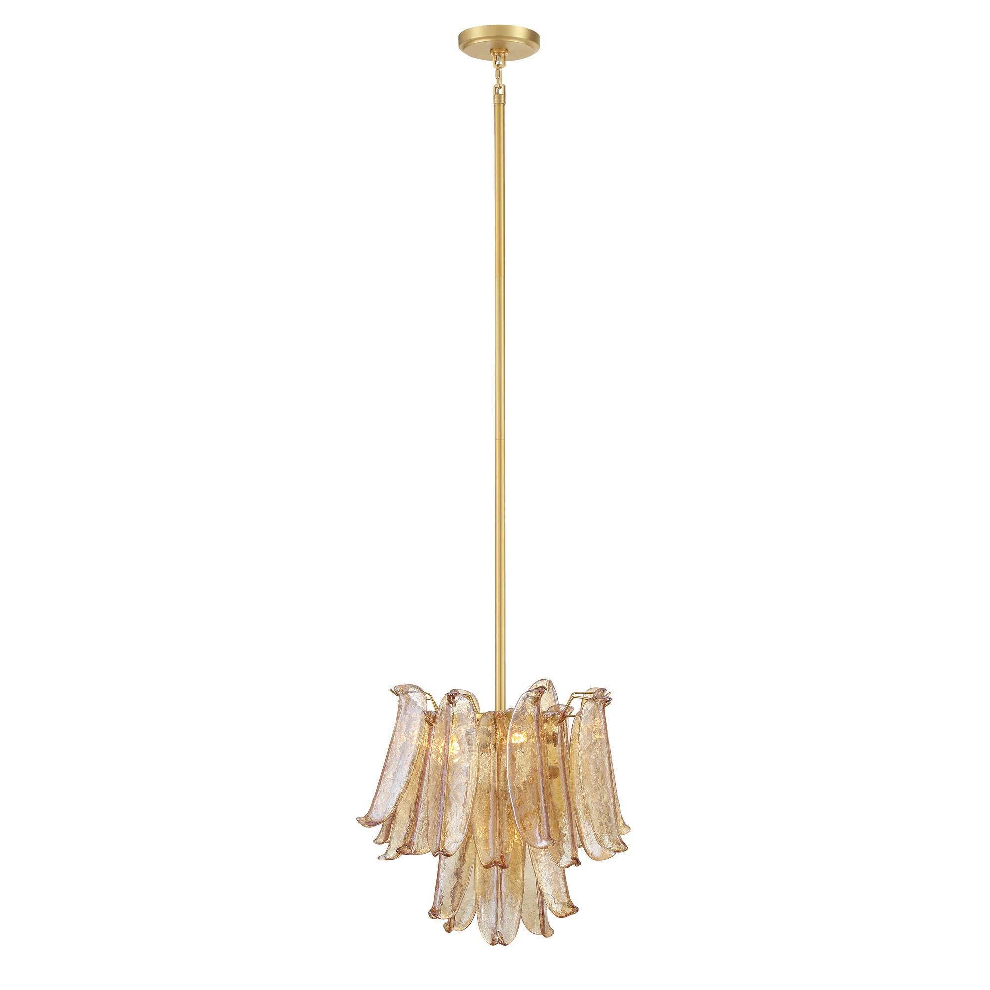 Shown in Legacy Brass finish and Amber Crackled glass