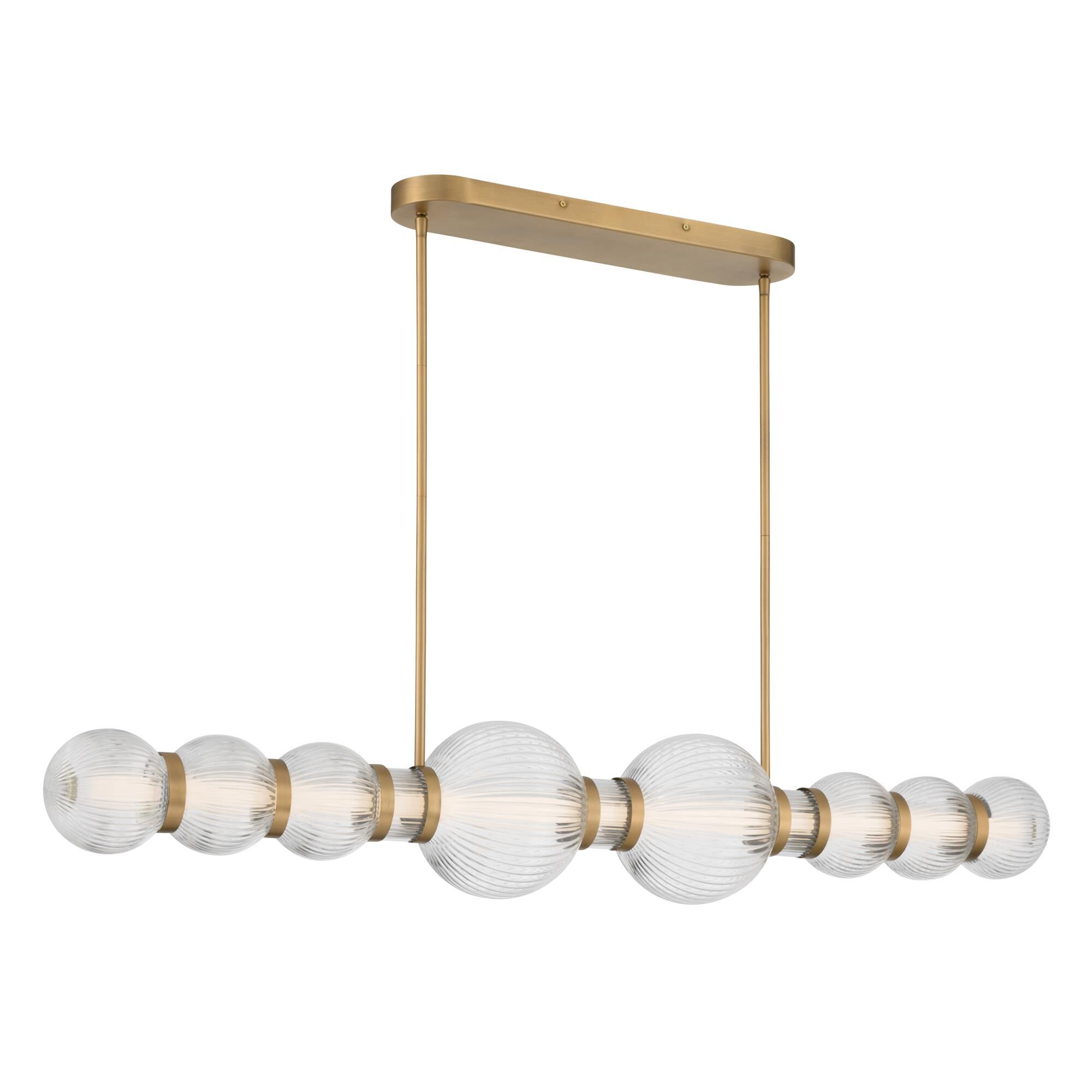 Shown in Legacy Brass finish and Clear Ribbed glass