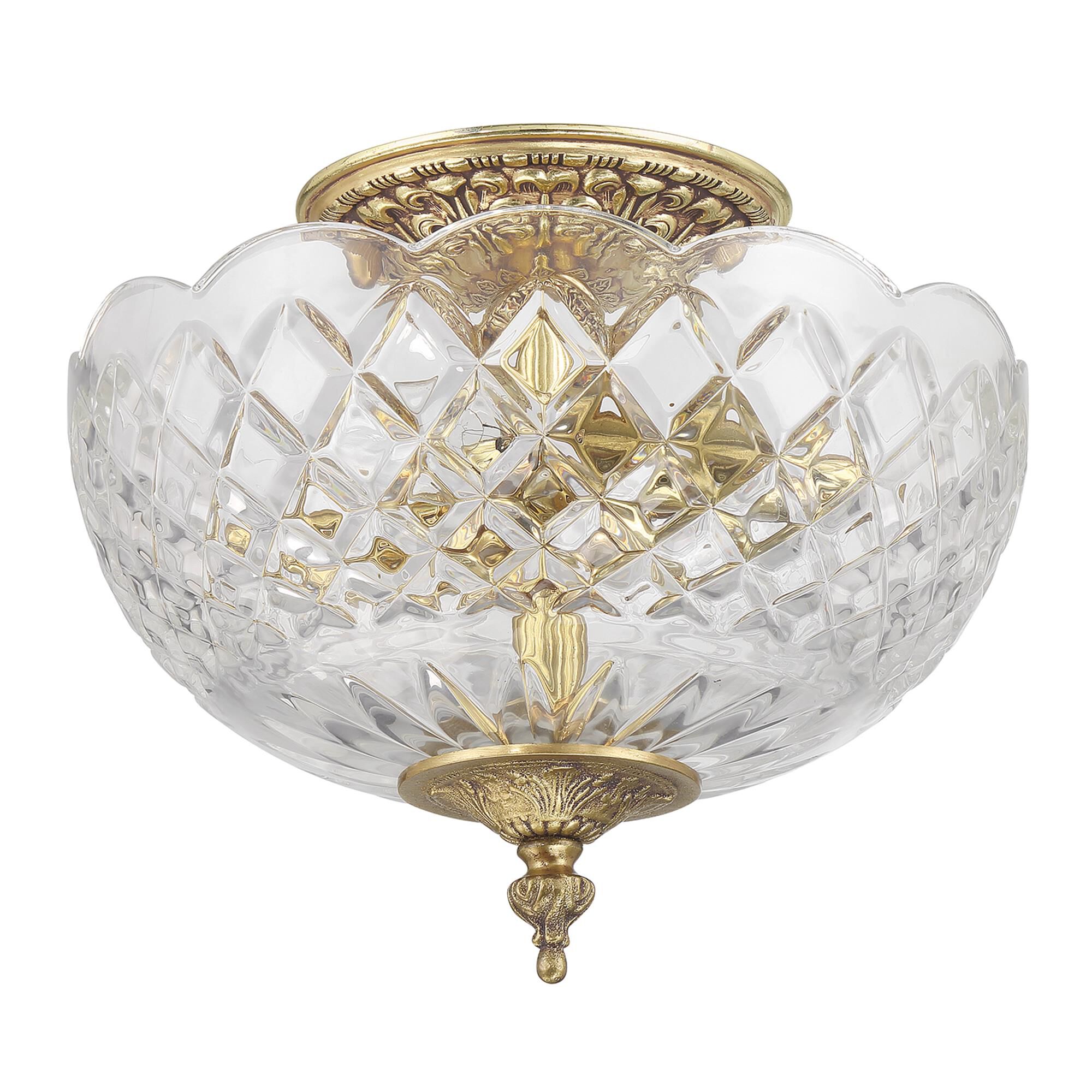 Shown in Olde Brass finish and Lead Crystal glass and Lead Crystal shade